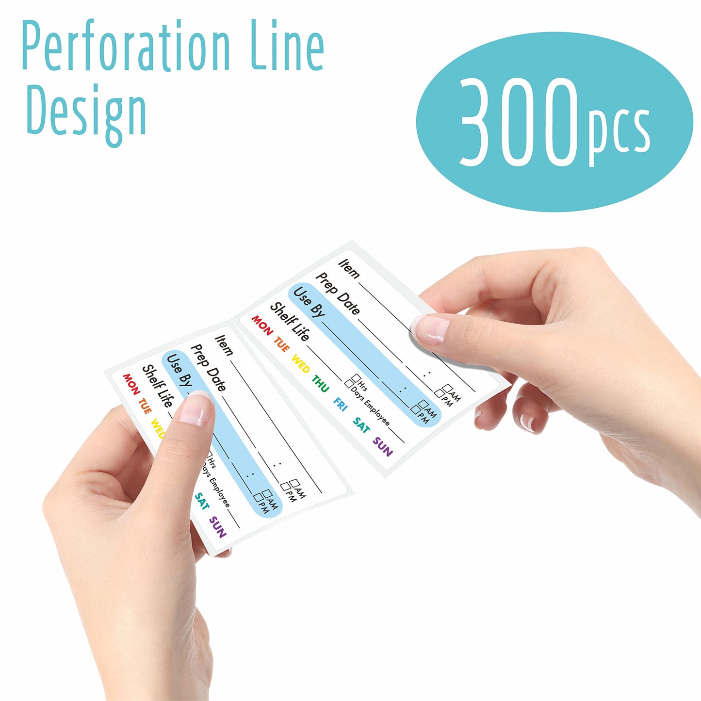 300 Removable Food Labels, Water/Oil/Tear Resistant Freezer Pantry Labels with Perforation Line No Residue Left for Food Containers Jars Kitchen Restaurant Storage Organization Style-b