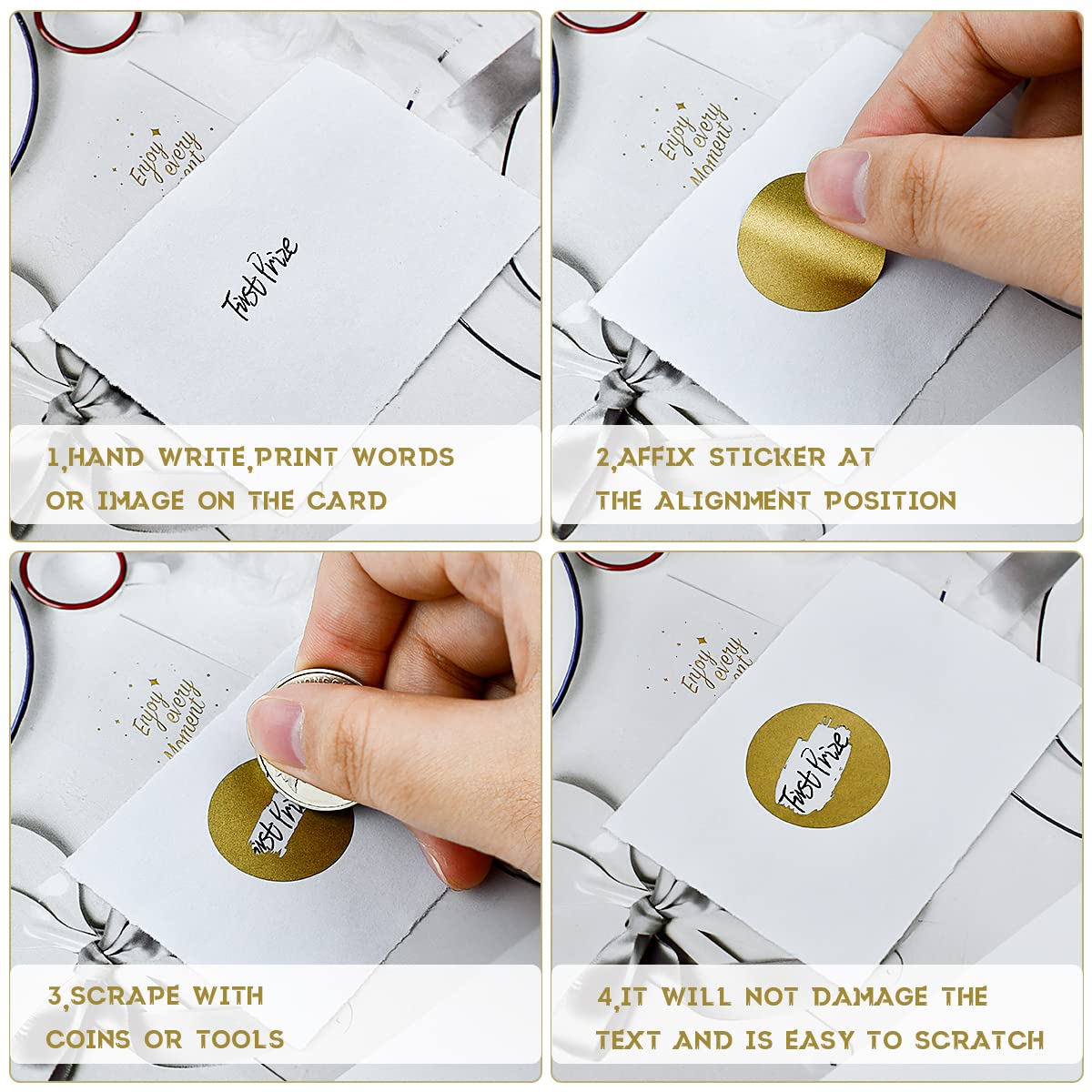 1 Roll 1000 Pcs 1" Round Scratch Off Stickers Labels Self Adhesive Labels for Lottery Tickets DIY, Raffle Ticket Games Creating (Golden) Golden