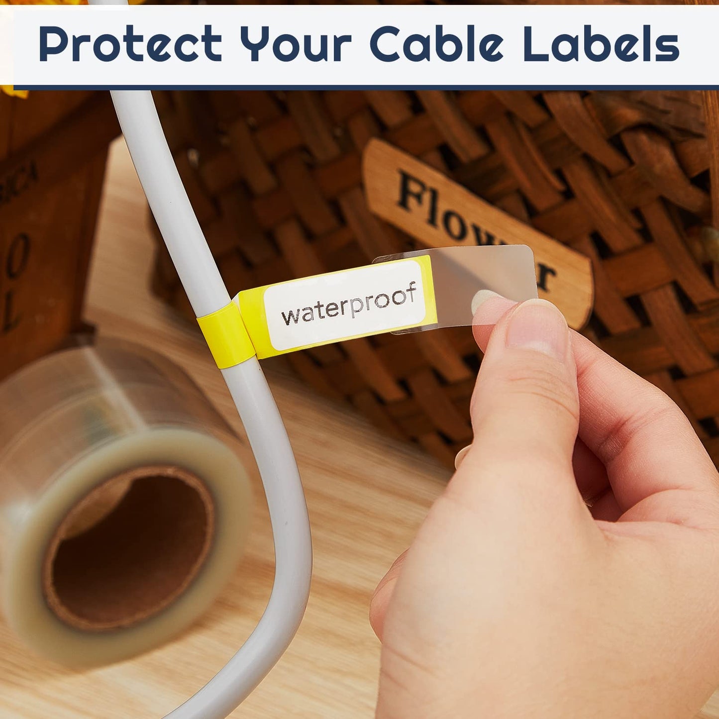 1000 Pieces Label Protector Clear Labels Wafer Seals Waterproof 0.59 x 0.98 Inch Back to School Clear Covers for Protecting Barcodes, Numbers and Stickers 1000