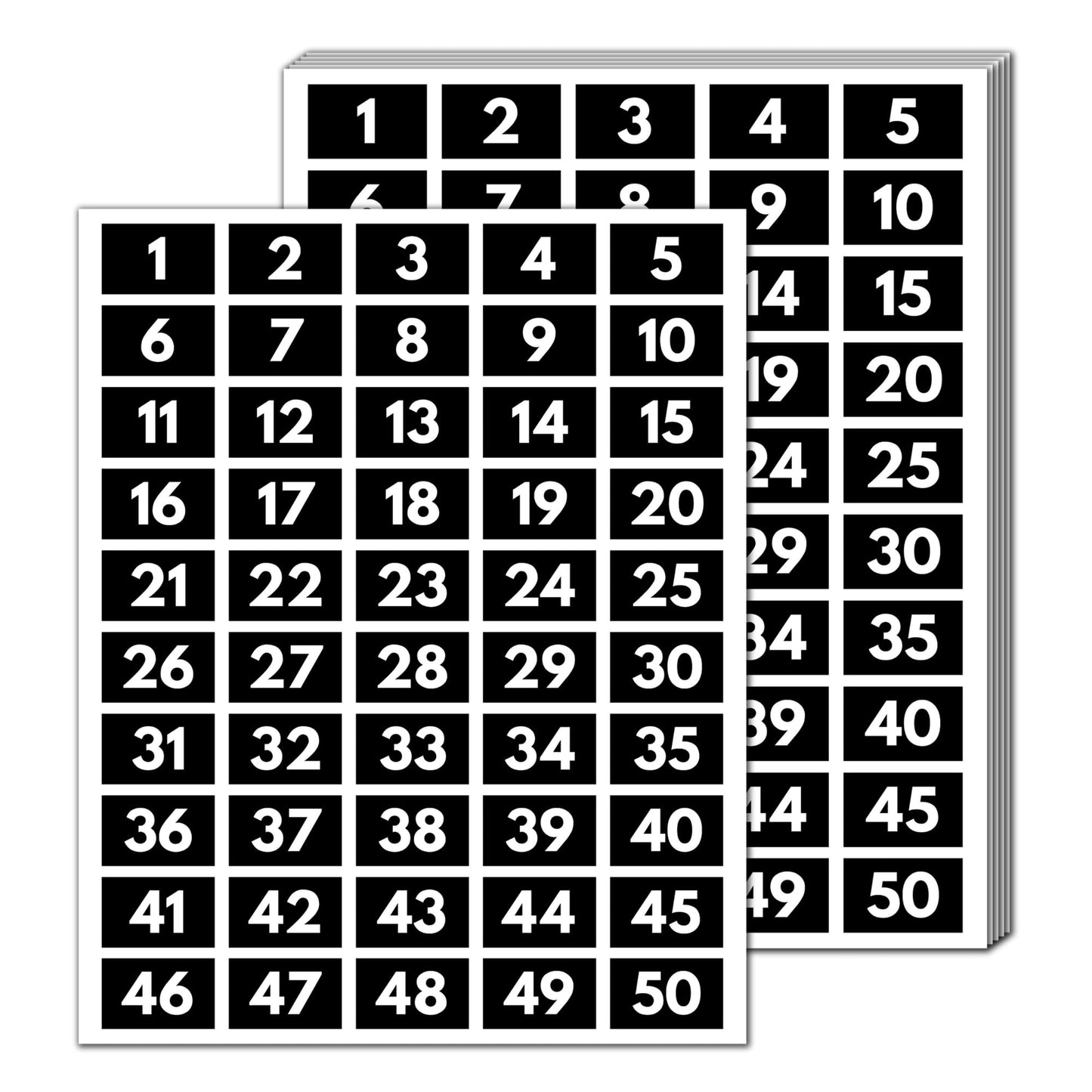 15 Sets, 1-100 Number Stickers Waterproof Vinyl - 1.5" x 1", White Numbers 15 sets (1500 pieces)