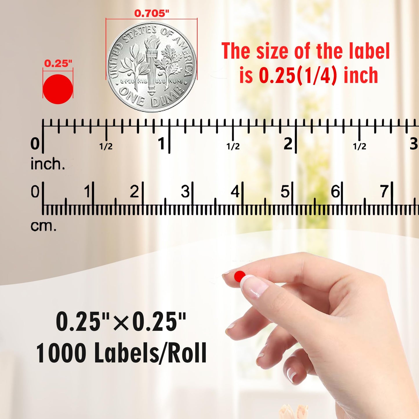 PARLAIM Dot Stickers 1/4 Inch Permanent Color Coding Sticker Label, 1000 PCS Small Round Circle Sticker Dots Labels per Dispenser Box, Red