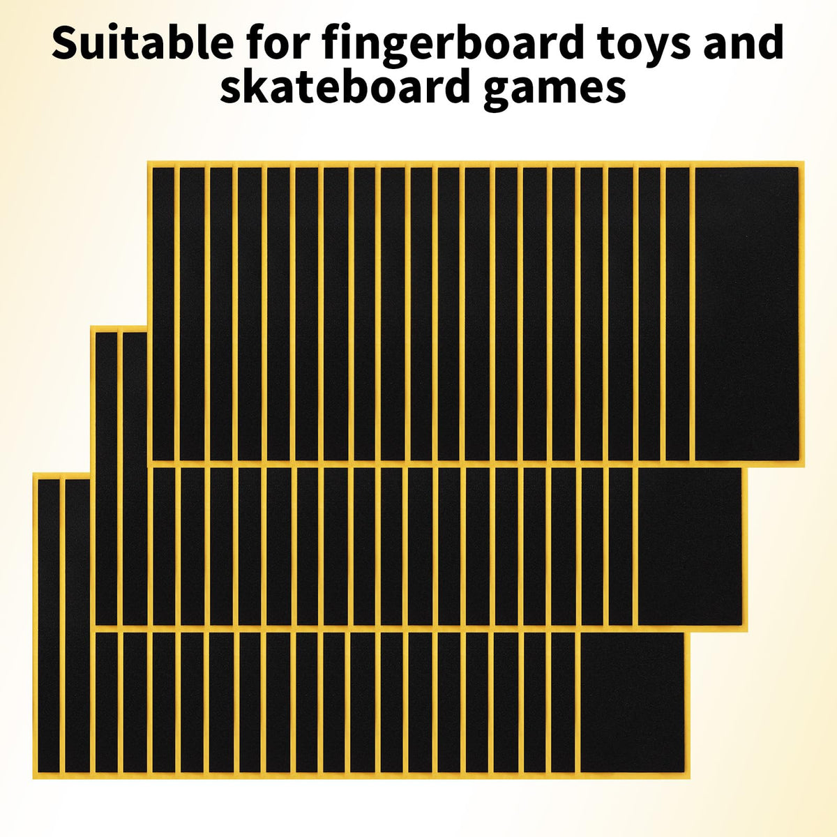 60pcs Fingerboard Grip Tapes, 11x3.8cm/4.33x1.5in Strong Adhesive Anti Slip Stickers PET Backing Foam Tape for Finger Skateboard Games & Tricks (Black) 60