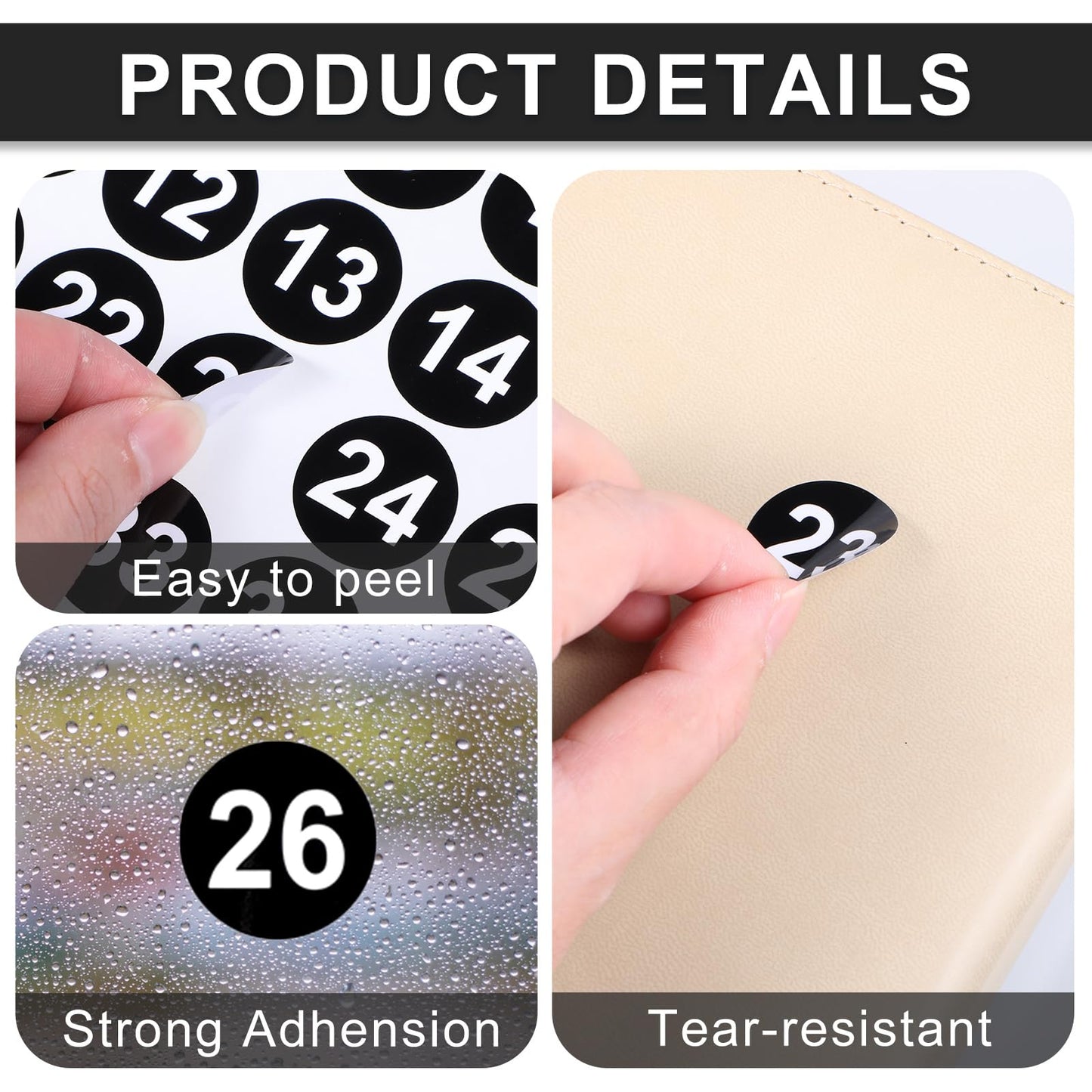 Ouligay 10 Sheets Small Number Stickers 1-100,Self Adhesive Consecutive Number Labels,Numbered Stickers,Waterproof for Office Kitchen Water Cup Marking, Classification(Black 1 Inch)