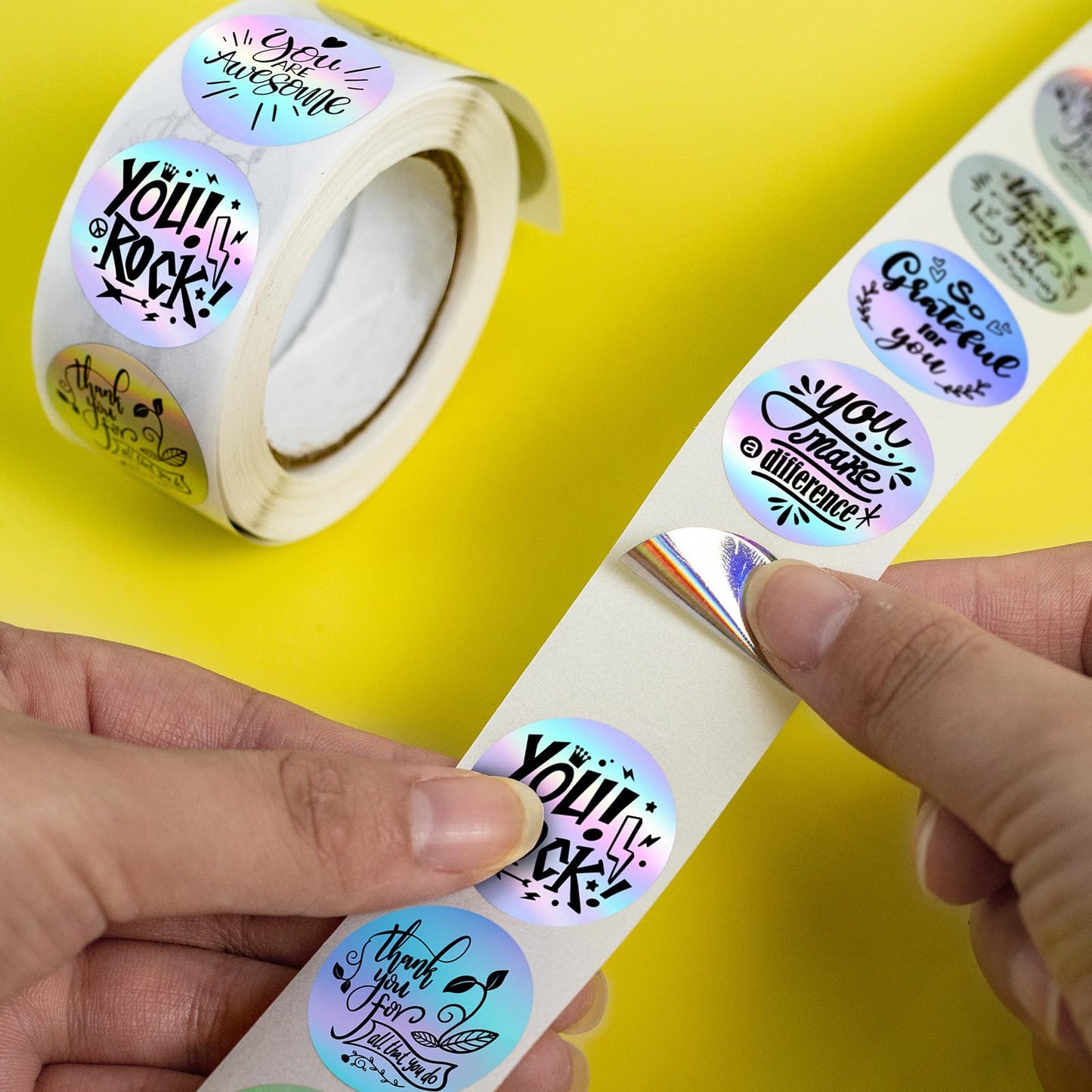 1000 Pcs Reward & Incentive Stickers - Motivational Stickers for All Ages, Self-Adhesive, Classroom Gifts Holographic Thank You