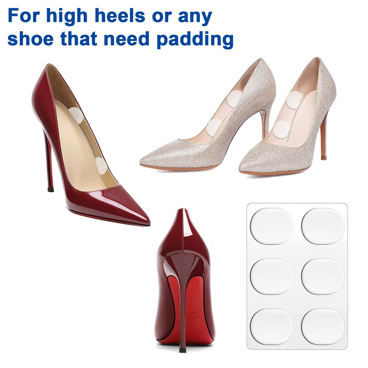 Dimeho 34 Pcs Silicone High Heel Cushion Inserts Pad Shoe Strap Grip Anti Slip Sandals Gel Protector Strips Sling Backs Foot Support Sticker for Women Men Sports Sneakers