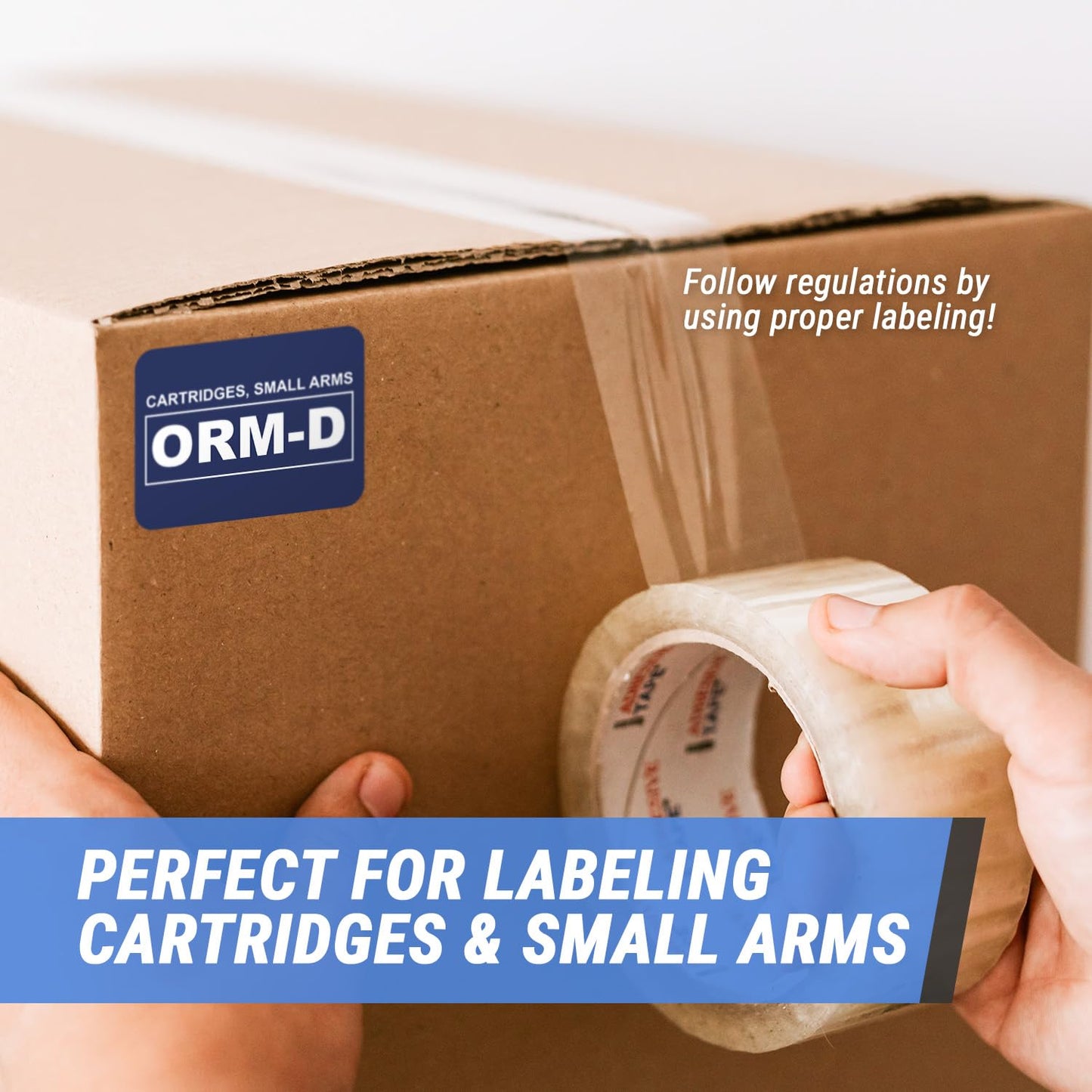 300 Labels - 2 x 1.5 Inch ORM-D Cartridges, Small Arms Stickers - Strong Adhesive Shipping Labels for Other Regulated Materials