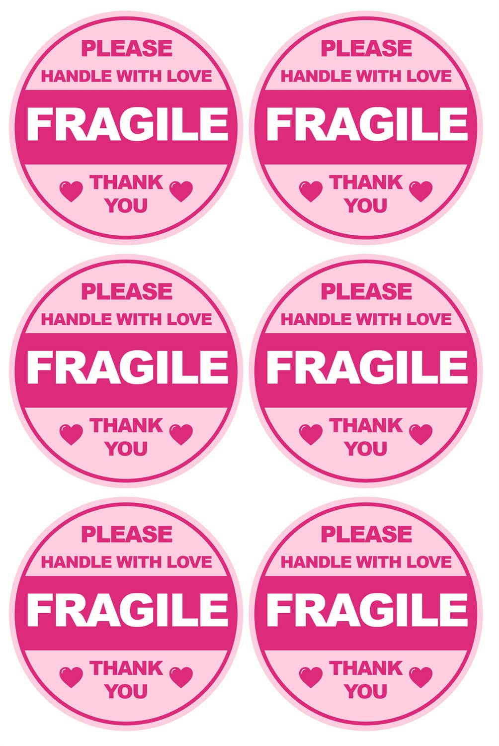 Fragile Sticker for Shipping,2 inch 300pcs Cute Fragile Sticker Handle with Care Thank You Label for Box Shipping