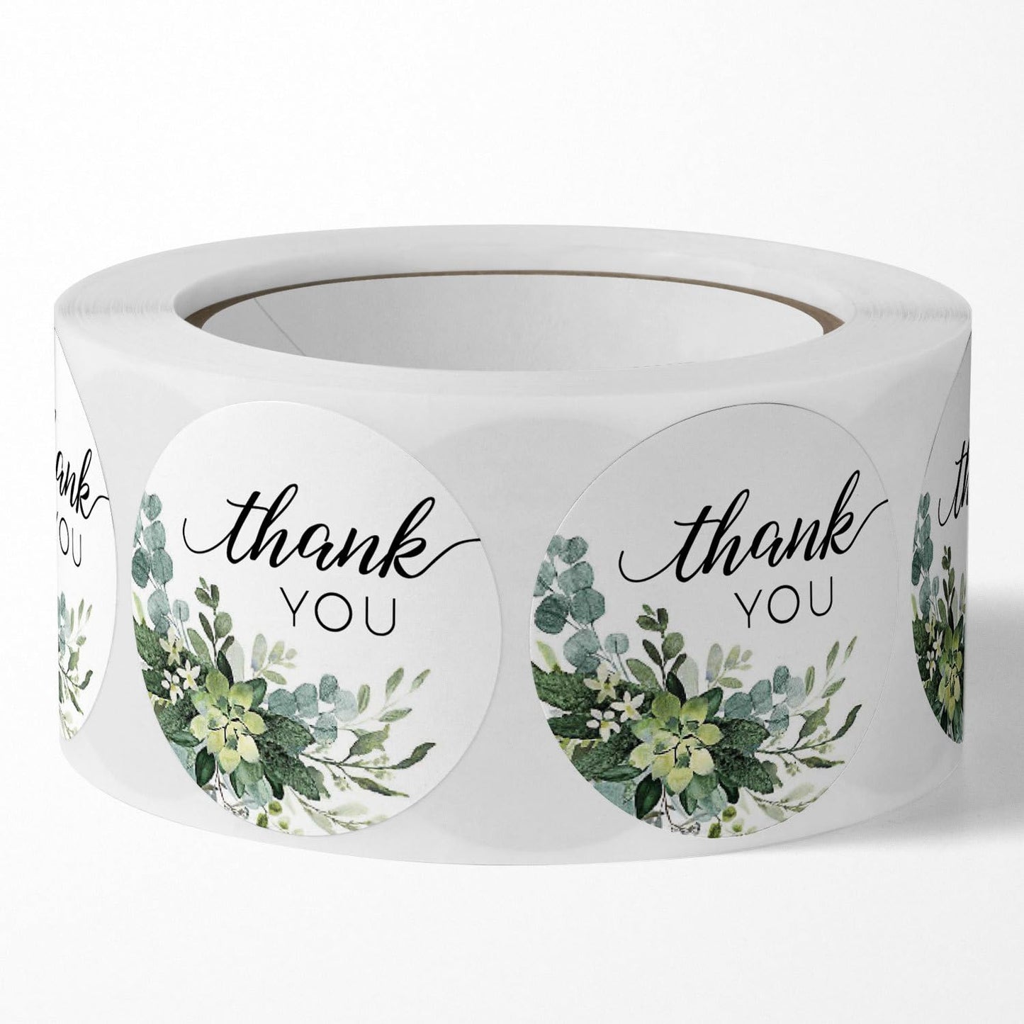Thank You Stickers - Green Leaf Elegant Designs for Gifts, Packaging, and Business - 1’’ Adhesive Labels - Express Gratitude with Style - Pack of 500