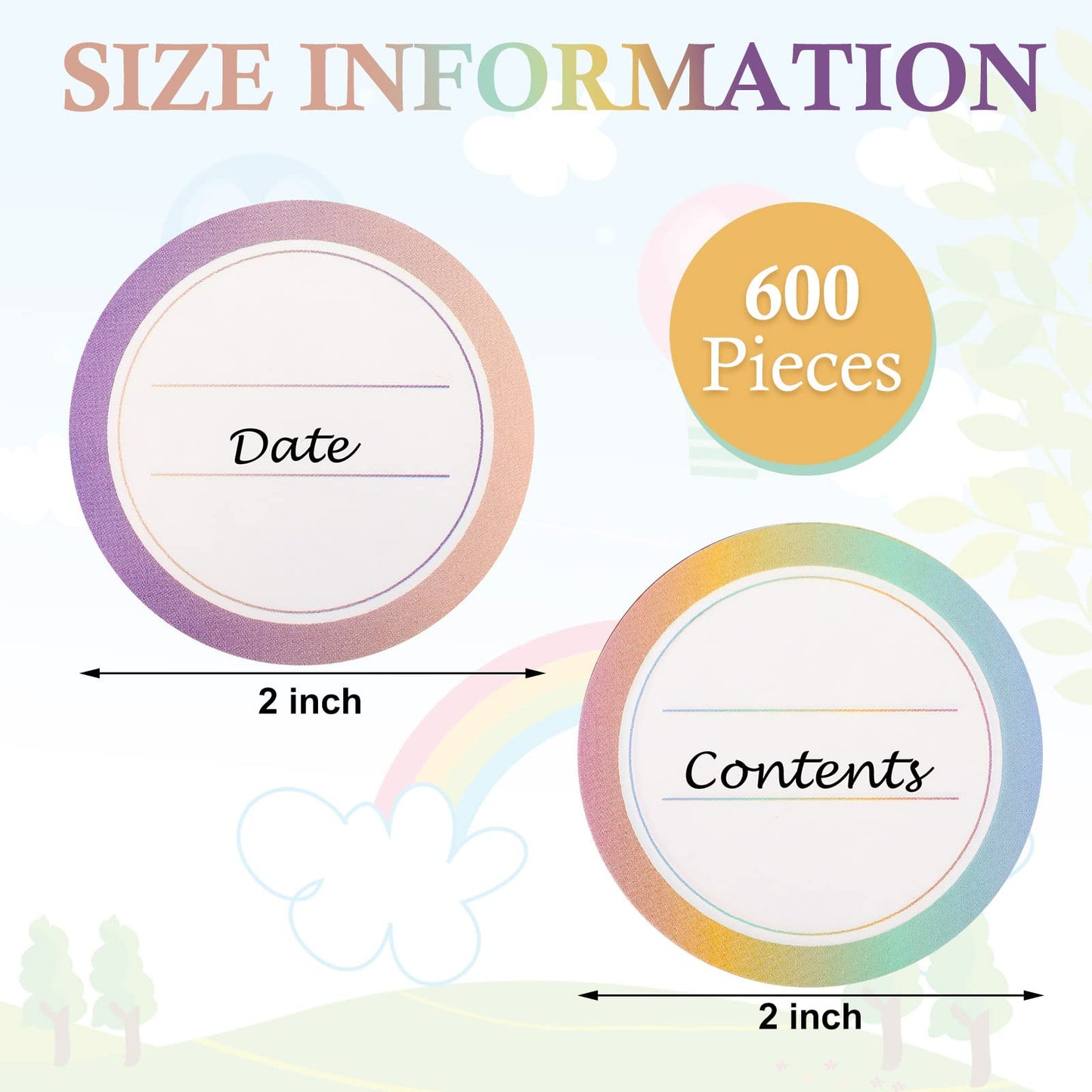 Marspark 600 Pieces 2 Rolls Canning Jar Labels - Round Mason Sticker for Ball Jars, Colorful Removable 2-Inch Labels for Jelly, Homemade Food Containers and Canning Lids