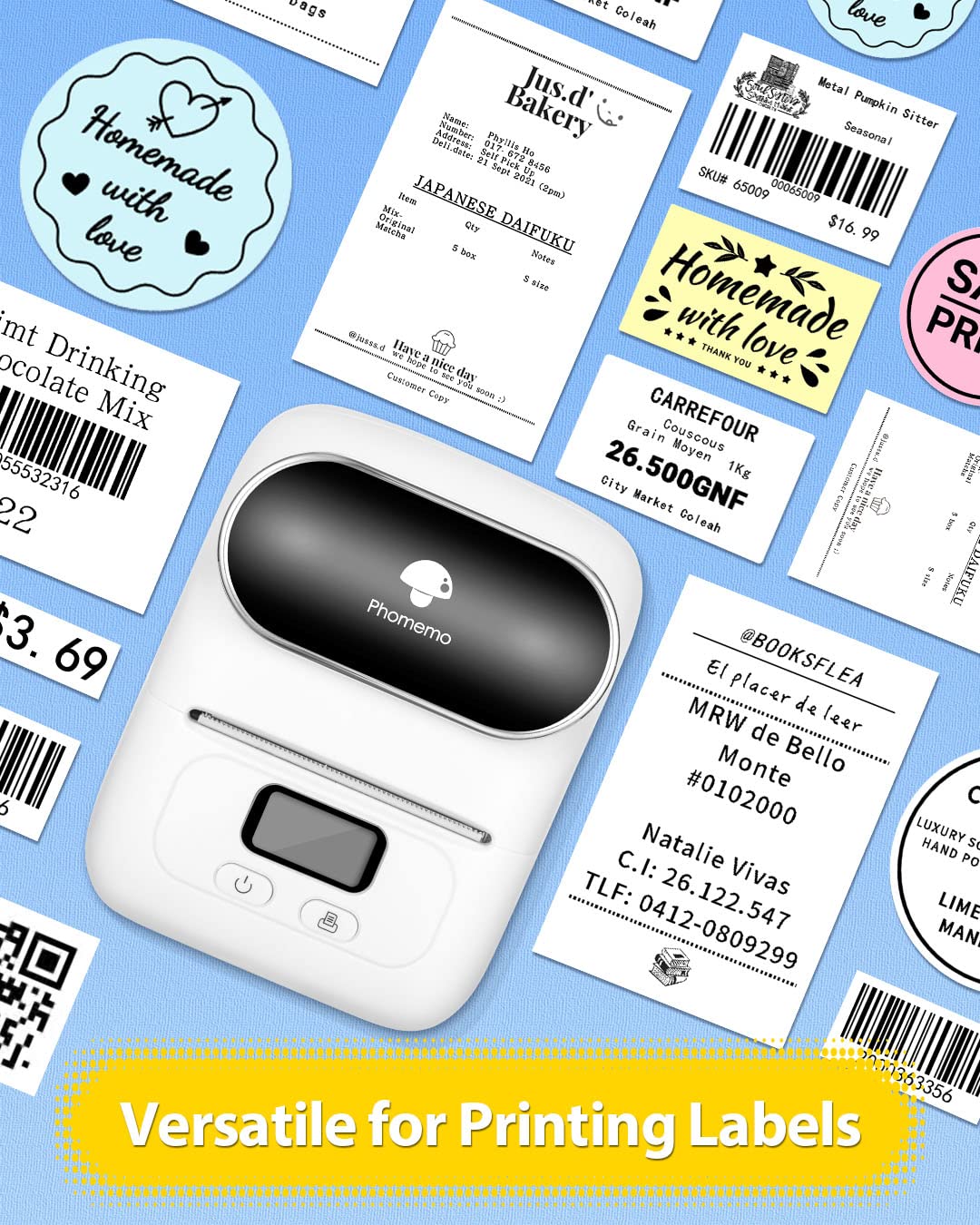 Phomemo Clear Square/Rectangle Labels 1.57'' x 1.18'', for Phomemo M110/M110S/M120/M200/M220 Label Maker, 230 Labels/1 Roll, Thermal Sticker Label for Address, Barcod, Note 1.57" x1.18"