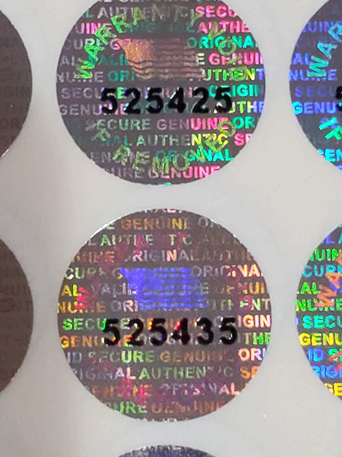14 MM (0.53 inch) with Serial Number Round Tamper Evident Security Void Hologram Labels Seals Stickers- Maxhologram Brand (100) 100