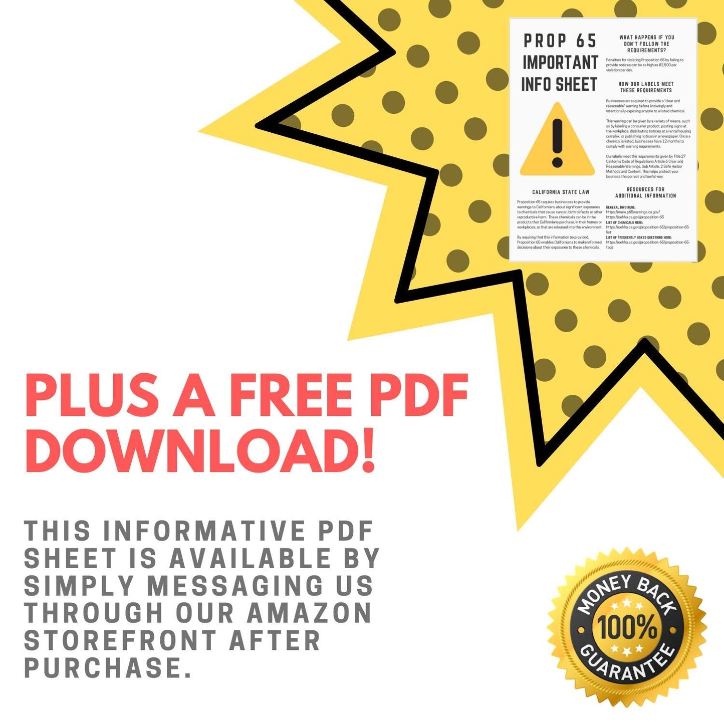 Prop 65 California Warning Labels 500 Count Roll | 0.5 x 1.5 Inch Size | Perfect for Products and Consumer Alerts | CA 2025 Edition Notice Stickers for Cancer and Birth Defects
