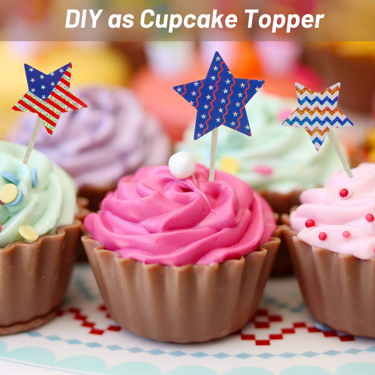 Patriotic Sticker 4th of July Stars Metallic Red, White & Blue Star 80 Pcs