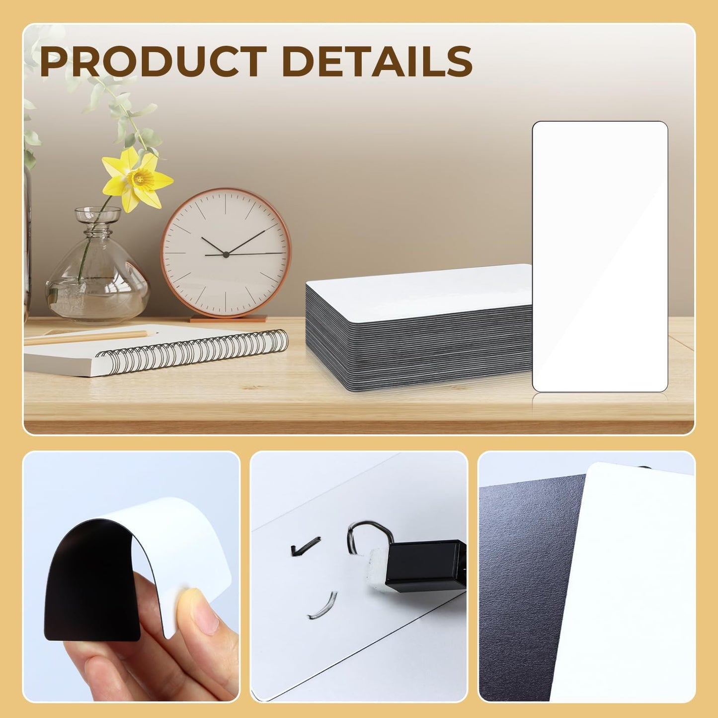 50 Pcs 4'' x 2'' Reusable Dry Erase Blank Magnetic Labels for Whiteboards 50