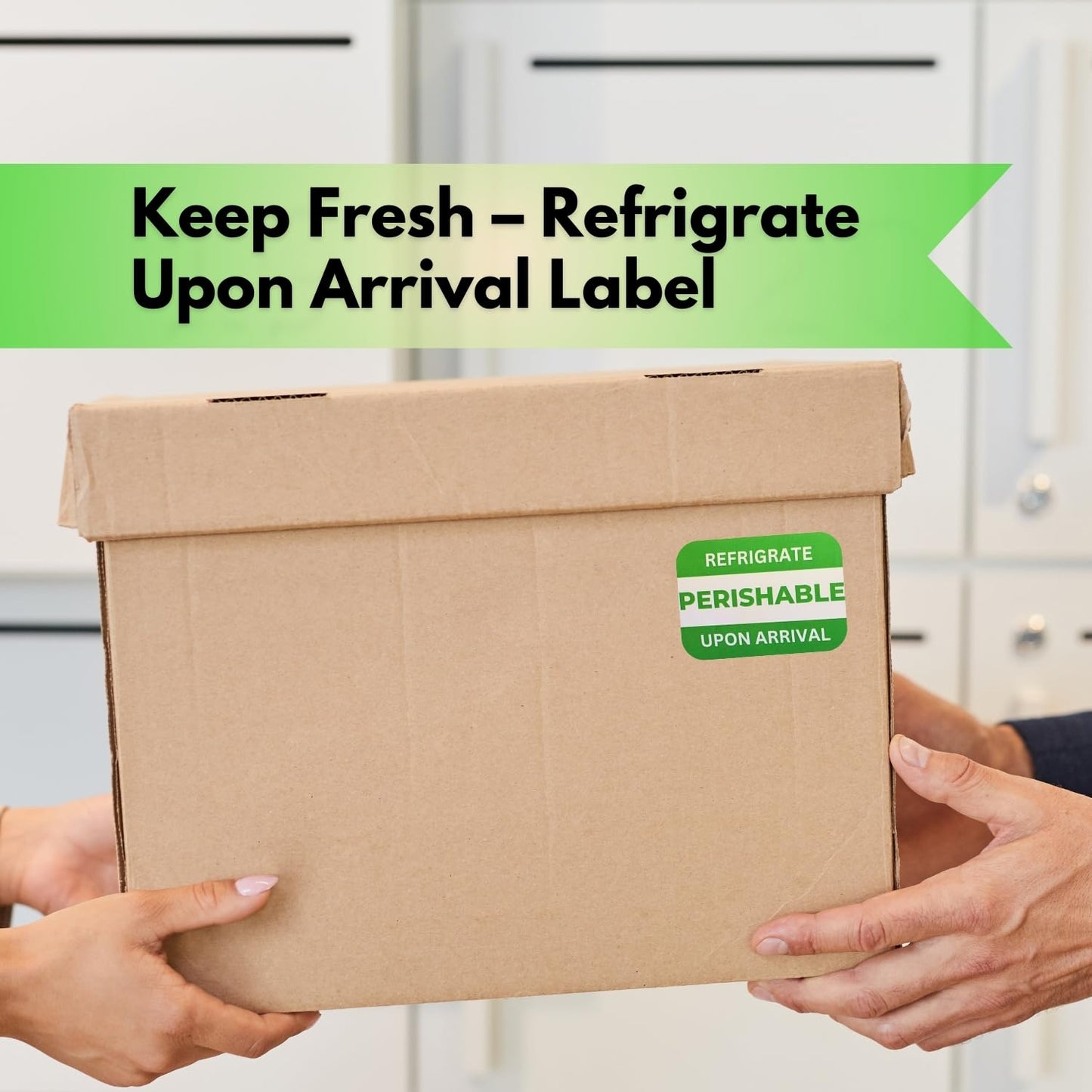 Refrigrate Perishable Upon Arrival Labels - 3"x2" 500 Pcs Adhesive Stickers Waterproof - Semi Gloss Removable Paper Label Business Shipping & Handling Stickers (1 Roll) Refrigrate Perishable Upon Arrival