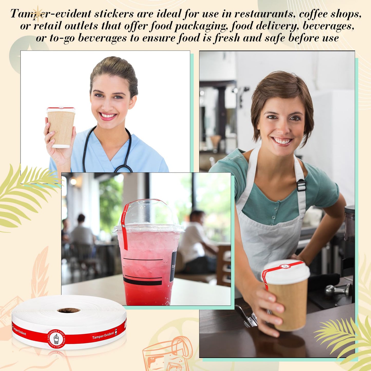 Tamper Evident Tape Safe Secure Tamper Evident Stickers for Drink Lids 1" x 9" Food Delivery Stickers Sealed for Freshness Labels Drink Food Proof Tape(Red,500 Pcs) 500 Red