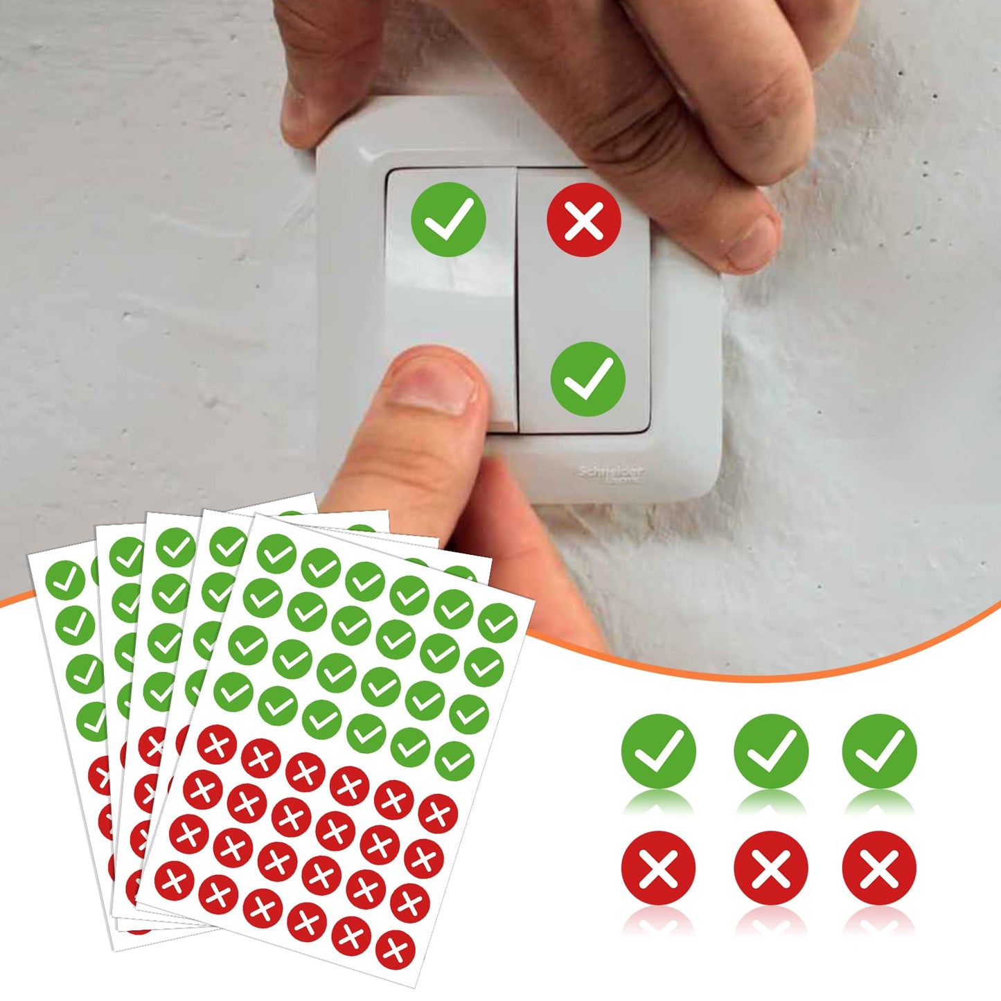 240PCS Red Cross Mark Stickers,Green Check and Red Cross Mark Stickers for Marking DIY Projects, Item Organization, Inventory Management,and Classroom Teaching Aids