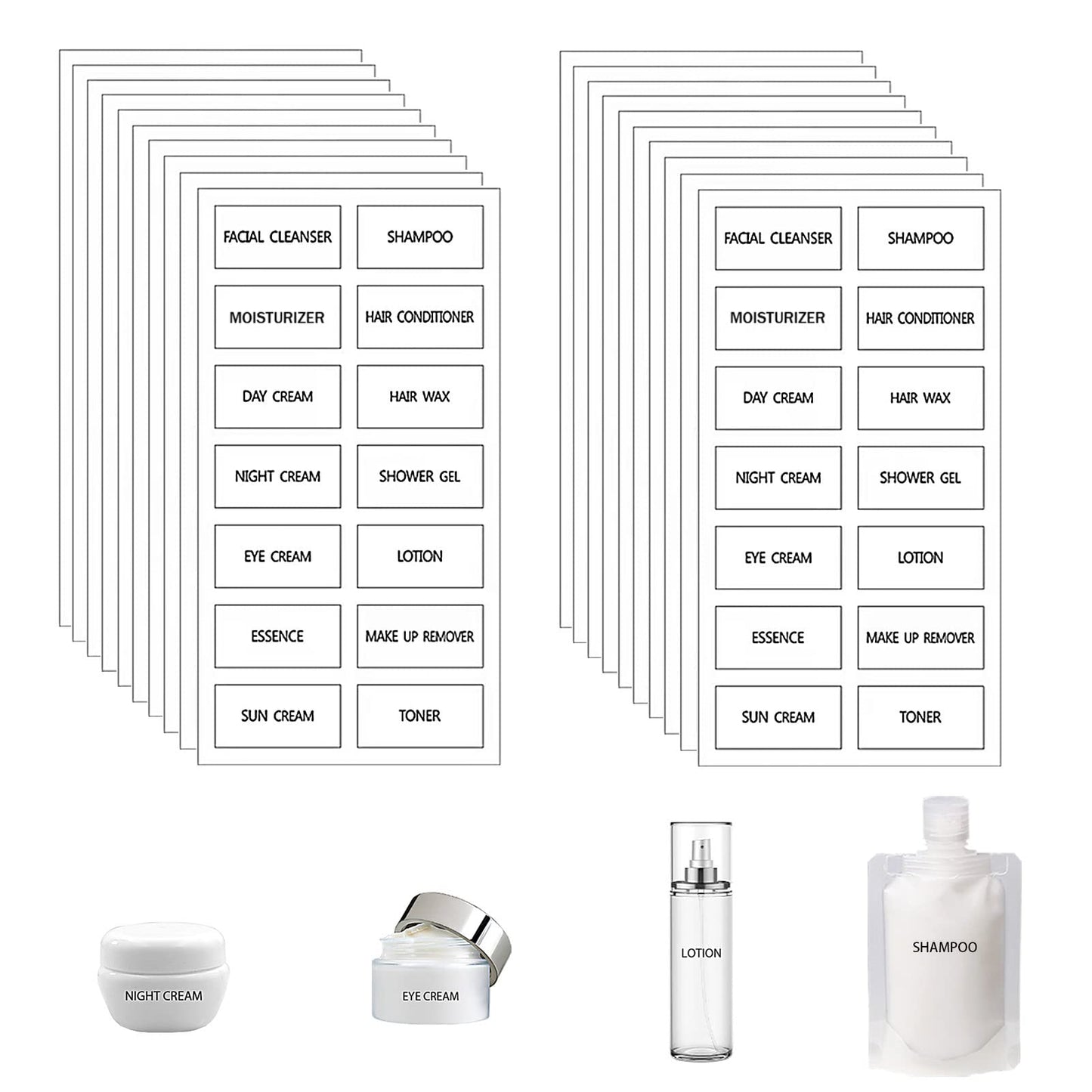 280pcs Waterproof Bottle Labels - Clear, Small, Cosmetic, Bathroom, Beauty, Skincare, Travel, Toiletries Stickers