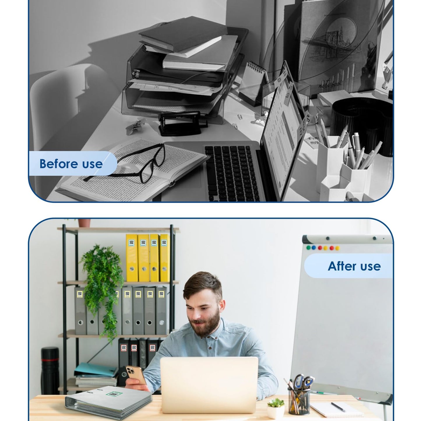 ZbZcYmt QR Code Labels Scannable Stickers for Storage Bins—on iOS & Android App(UcodeLabel)- 50 Labels-Blue Blue-50labels