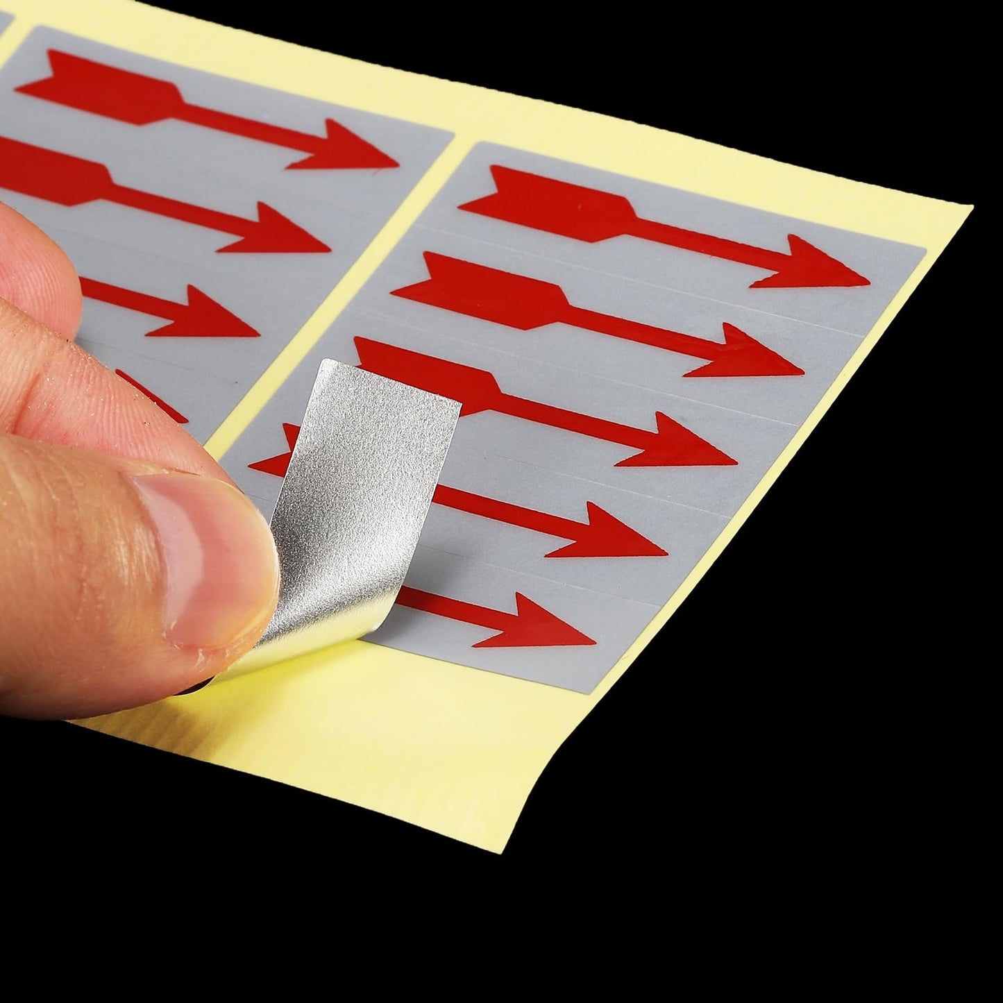 PATIKIL Small Arrow Stickers 1.5x0.4, 16 Sheet Self Adhesive Gas Liquid Flow Direction Label for Industrial Work, Red Silver 1.5x0.4"