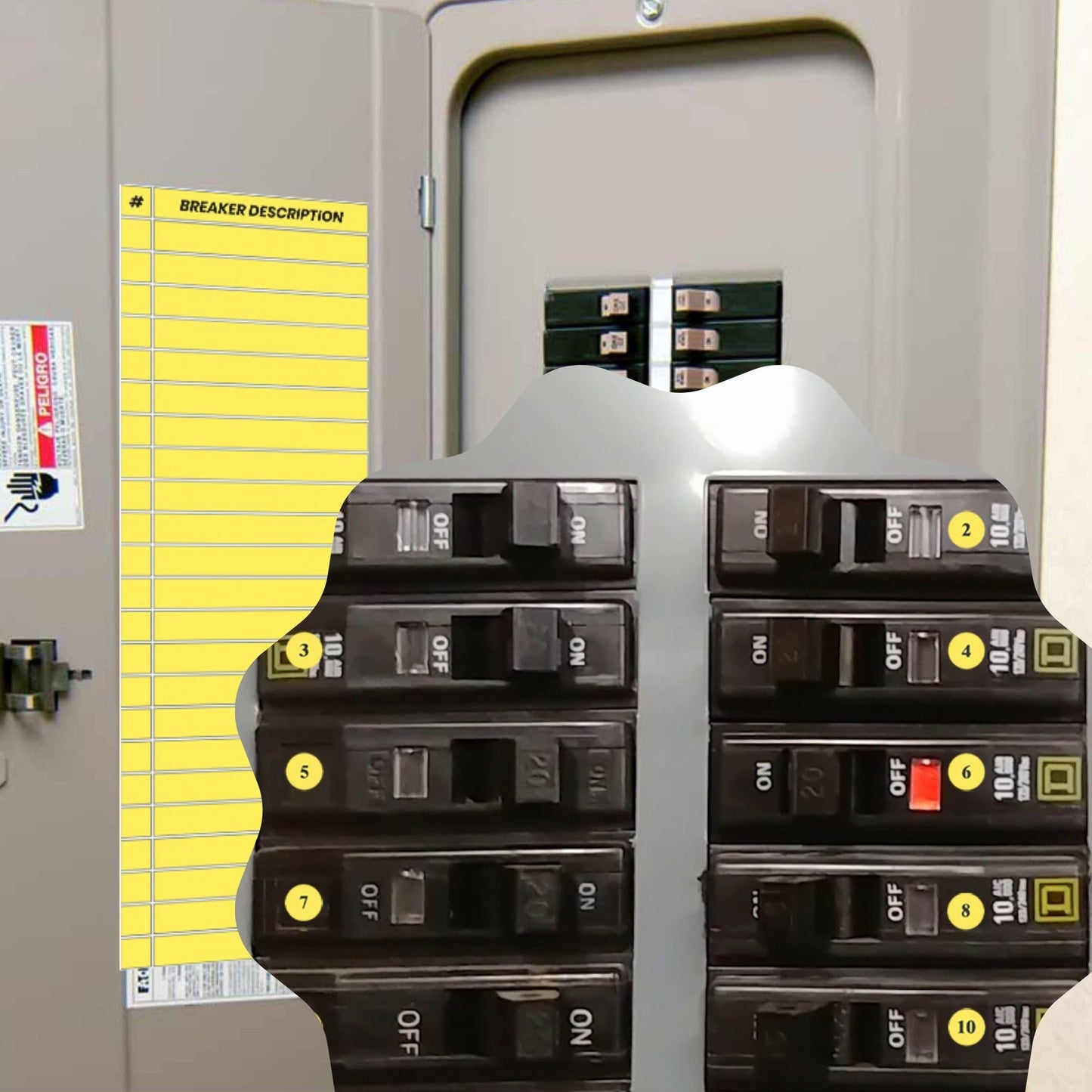 Performore Circuit Breaker Panel Labels - 4x12 Inch Magnetic Circuit Panel Directory Sign - Includes 1 Pack of Note Stickers and 1 Pack of Number Stickers - Ideal Labels for Electrical Panel Box