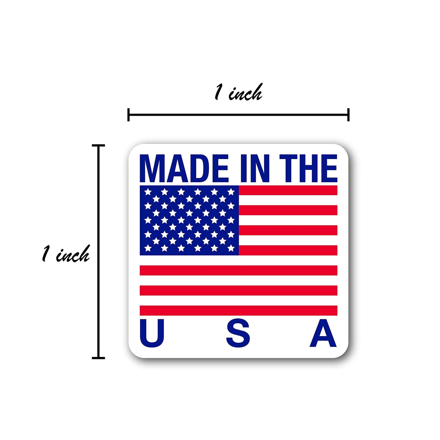 1" x 1" Made in The USA Stickers / 1000 American Manufacturer Labels Roll/Square USA Made Small Business Patriotic Packaging Label/Made in America