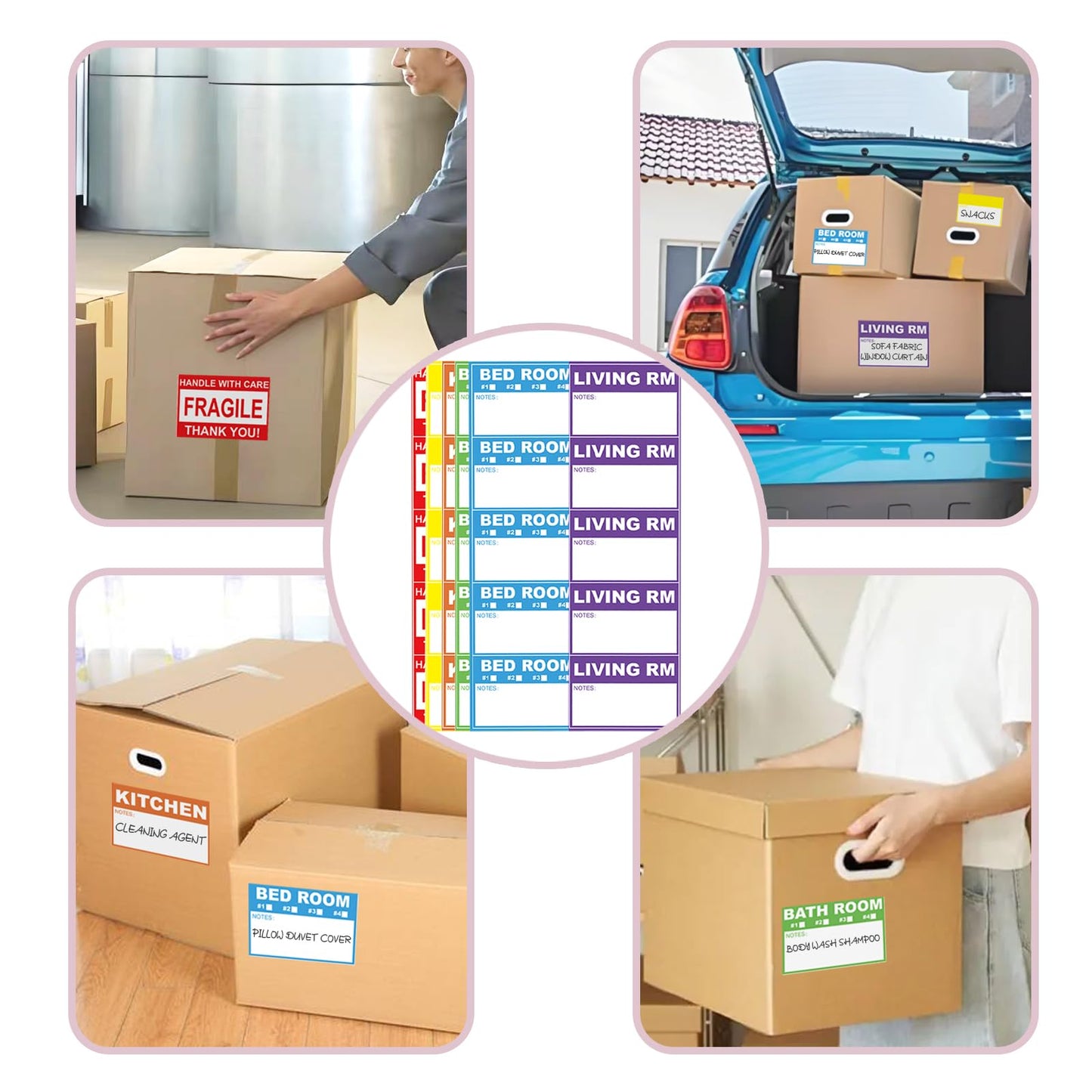 390PCS Home Moving Labels with Fragile Stickers, for Shipping, Moving Boxes, Moving Supplies and Labels Large 390.0