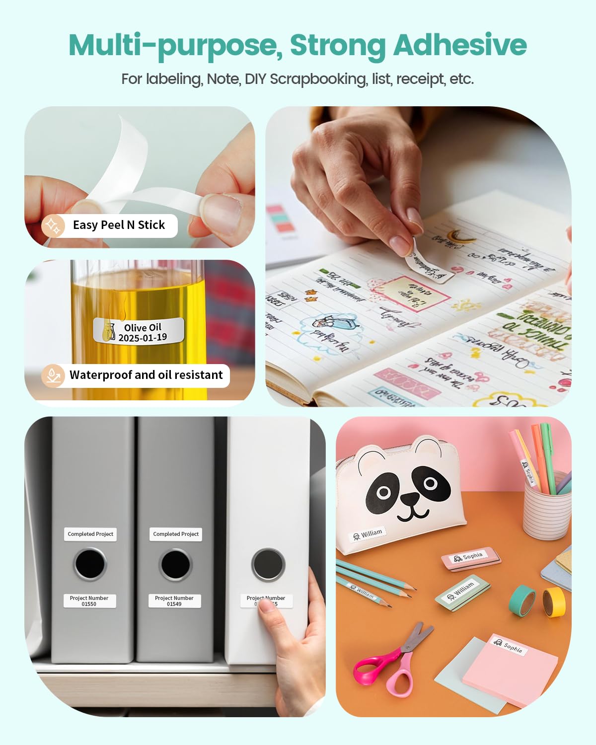 Phomemo D30 Label Tape, for D30 D35 Q30 Q30S Q31 Q32 Label Maker, Black on White Sticker Thermal Paper Self-Adhesive, 12 x 40 mm (0.47 x 1.57 Inch) 160 Tapes/Roll, 3-Roll 12x40 mm