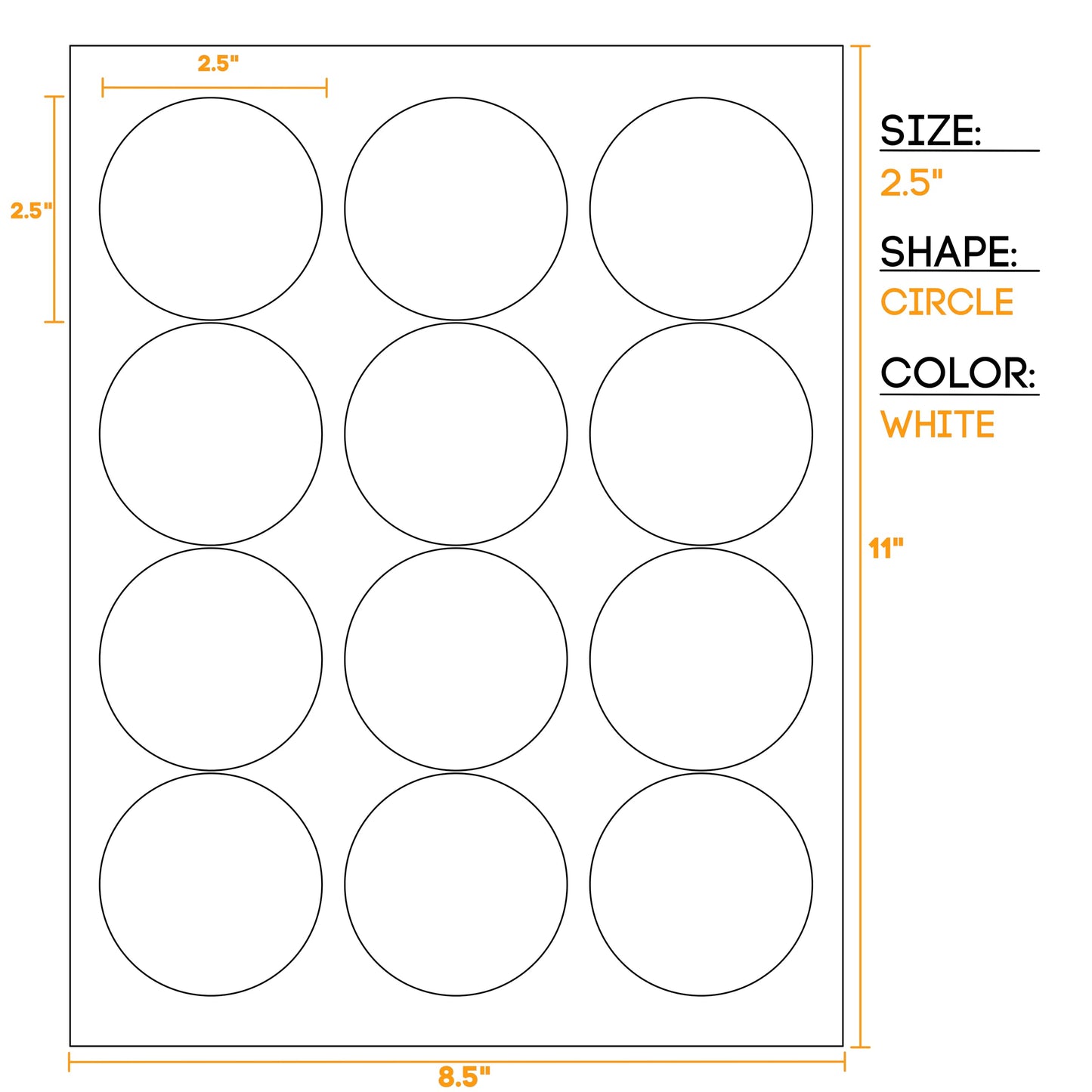 Waterproof Essential Oil Labels, 60 Circles, 2.5 Inch Diameter, Oil Proof, Highly Durable Blank Stickers