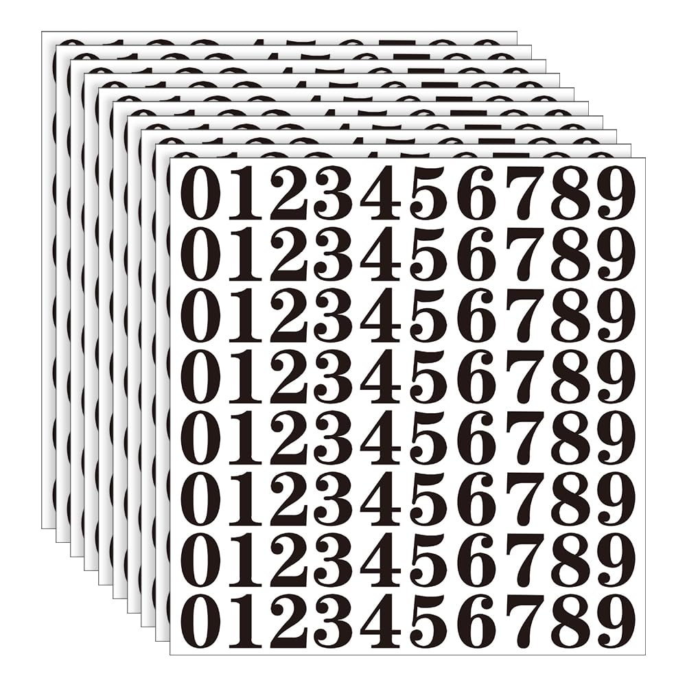 800 Pcs 1 Inch 1 to 9 Waterproof Vinyl Number Stickers Self Adhesive Number Sticker Labels Small Inventory Numbers Stickers Classification Stickers for Indoor Outdoor Black