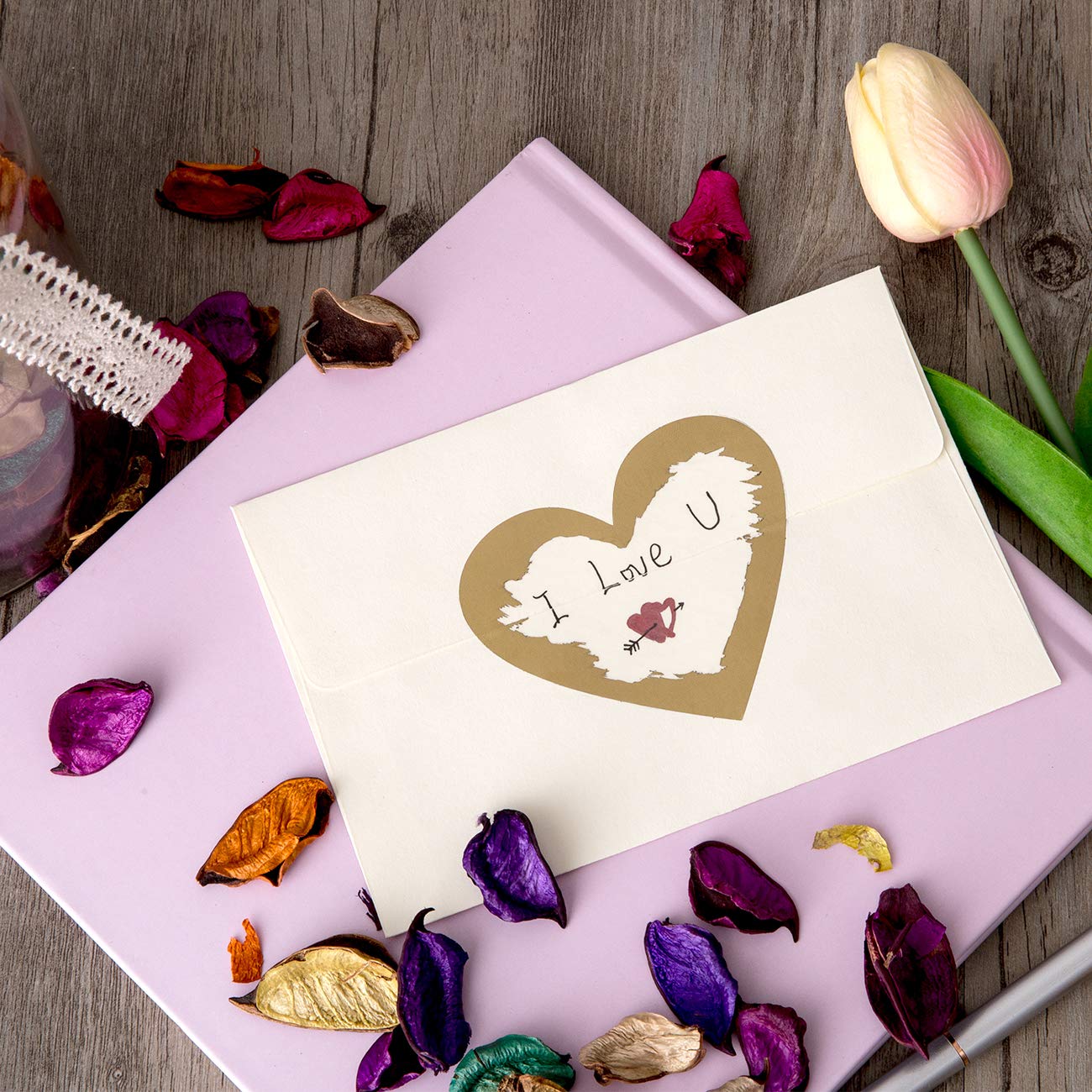 120 Pieces 3 Inch Heart Shape Scratch Off Stickers Labels for DIY Valentine's Day Scratch Off Cards