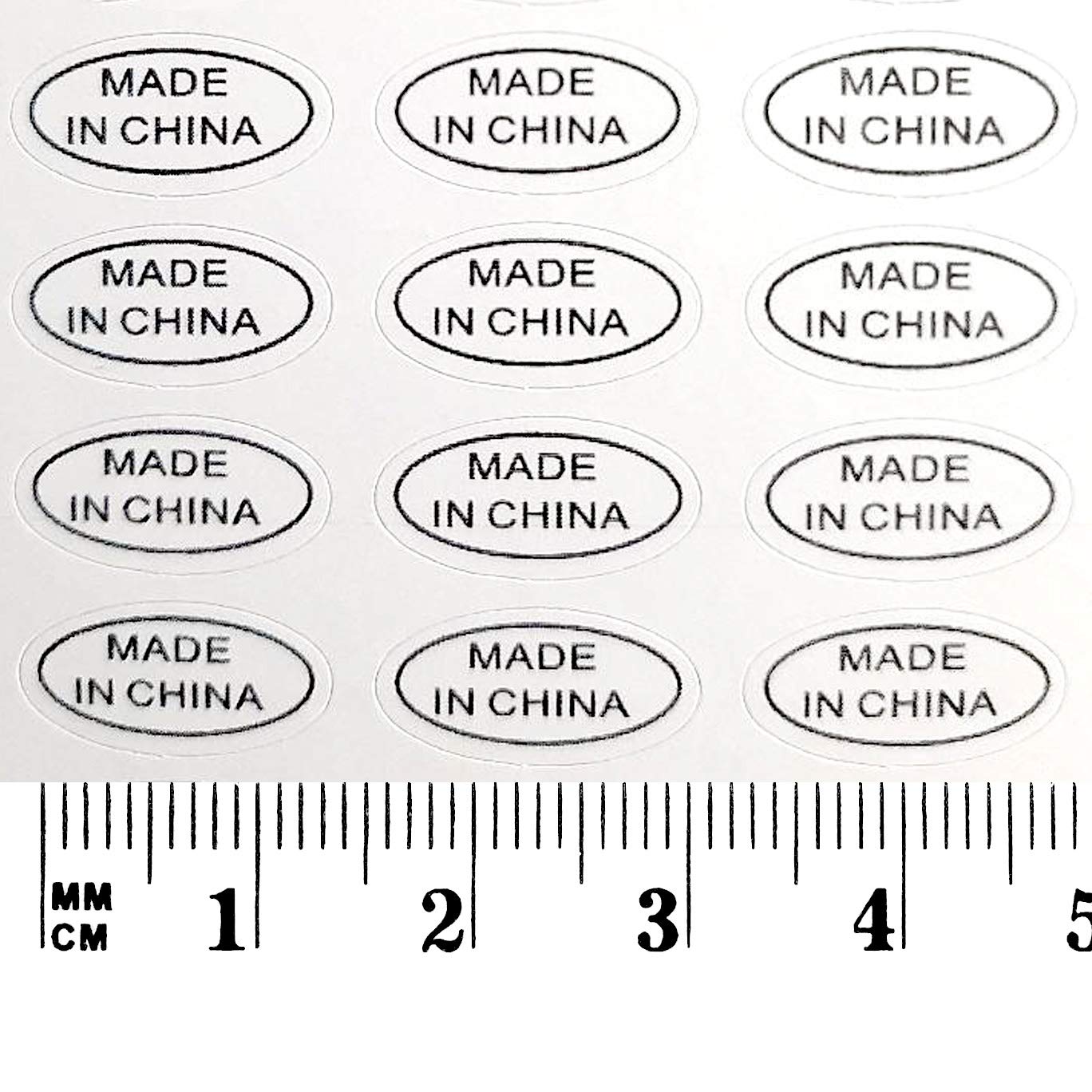 1,000+ Made in China Stickers Glossy White Oval Improved Version Deep Kiss Cut Perfect Oval Edge Self Adhesive Labels by First-Rate Gifts. Show Country of Origin on China Imported Products White-a 1000
