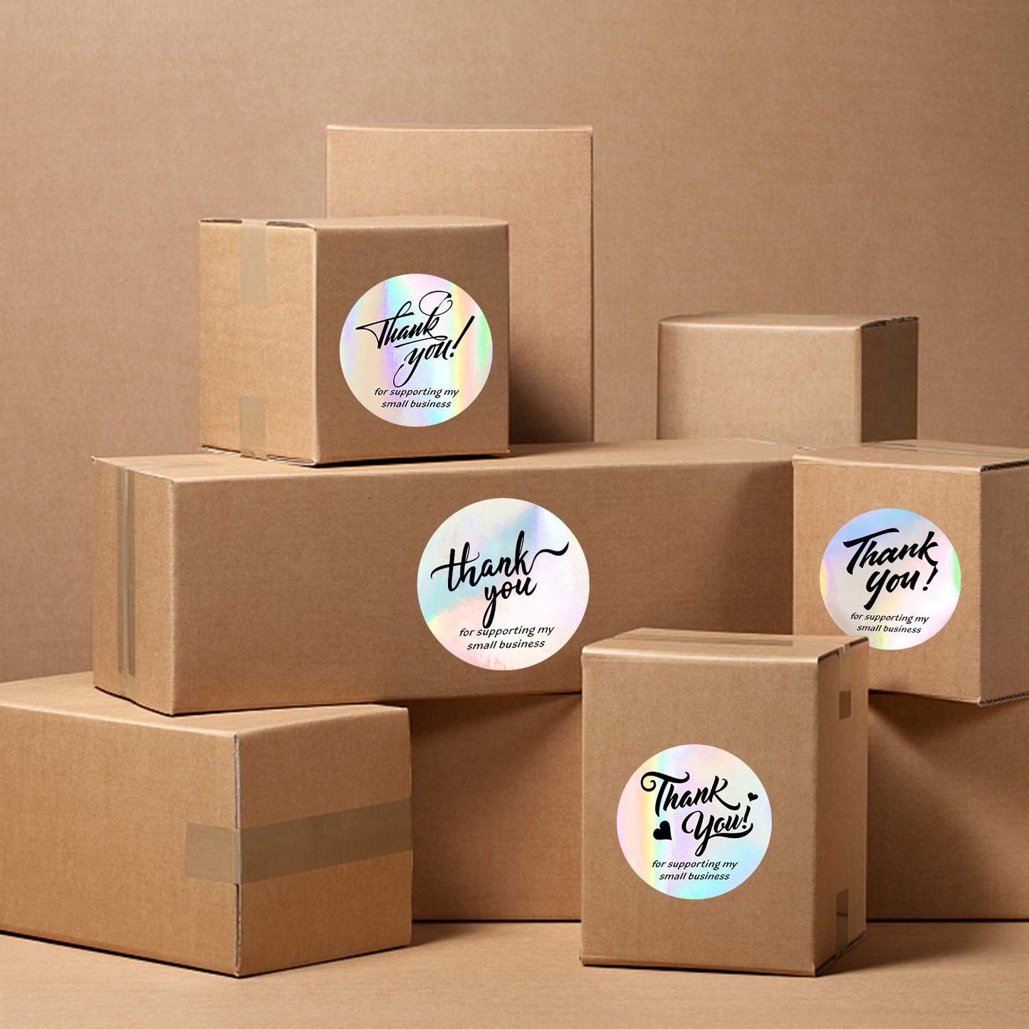Padike 2" Thank You for Supporting My Small Business Stickers, 4 Designs, Highly Recommended for Small Business Owners and Online Sellers, 500 Labels Per Roll (Glitter Silver & Black, 2inch) Glitter Silver & Black