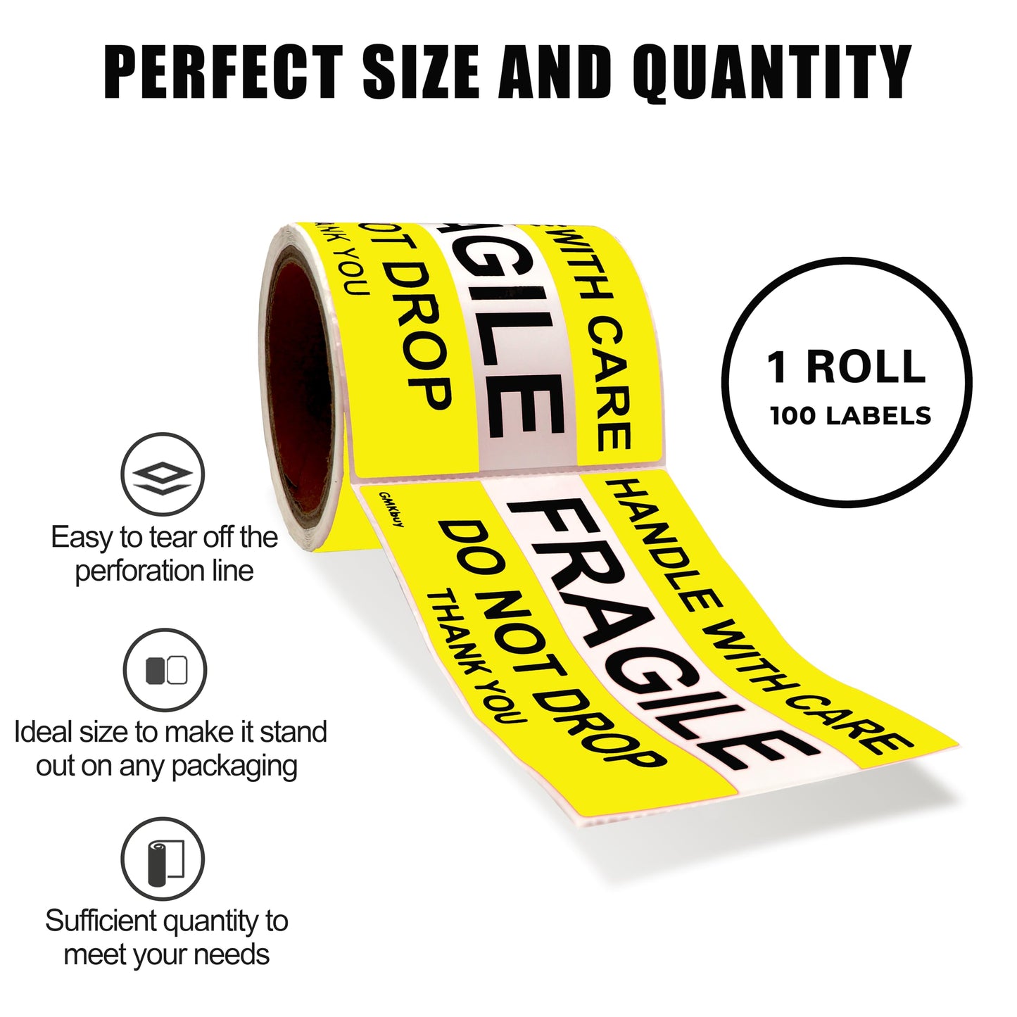 Yellow 4 x 6 Inch – 100 Do Not Drop – Fragile Stickers Roll, Easy Tear, Permanent Adhesive Warning Labels for Shipping Box, Carton, Parcel, Package, Pallet & More 4" x 6" - 100 Labels Yellow