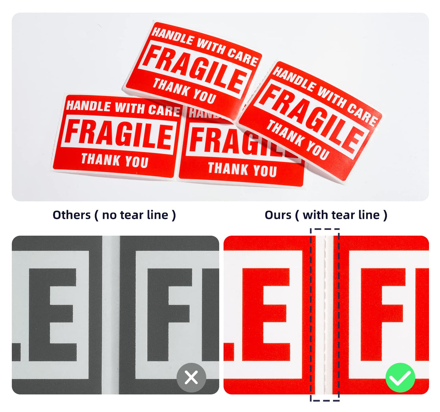 3 x 2 Inch Handle with Care 500 Fragile Stickers for Shipping Moving Glass Permanent Adhesive Fragile Labels (1 Roll, 500 Labels) 3" x 2" 1 Roll - 500 PCS