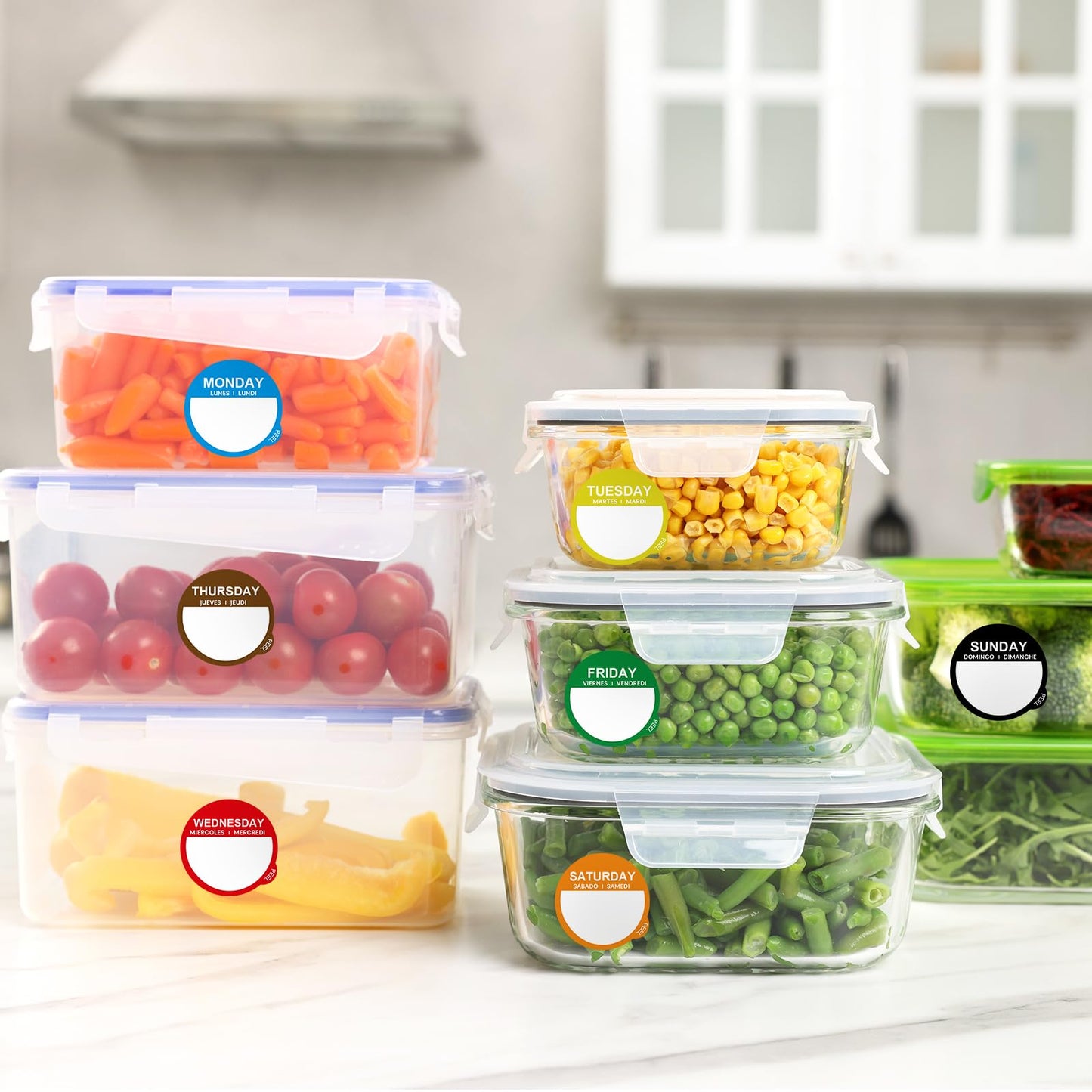 7000 Pcs Day of The Week Labels Food Labels Monday Through Sunday Management Inventory Stickers Removable Weekly Self Adhesive Date Dot Stickers for Restaurant Kitchen Containers Dispenser Round