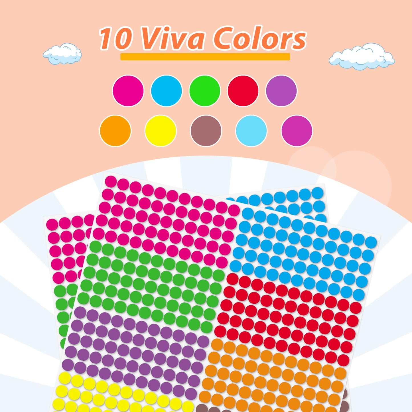 Small Dot Stickers - Round Color 1/4'' Coding Labels Circle Dot Stickers Label Sticker in Multiple Colors for Office,Classroom 2750 PCS 6mm Dot
