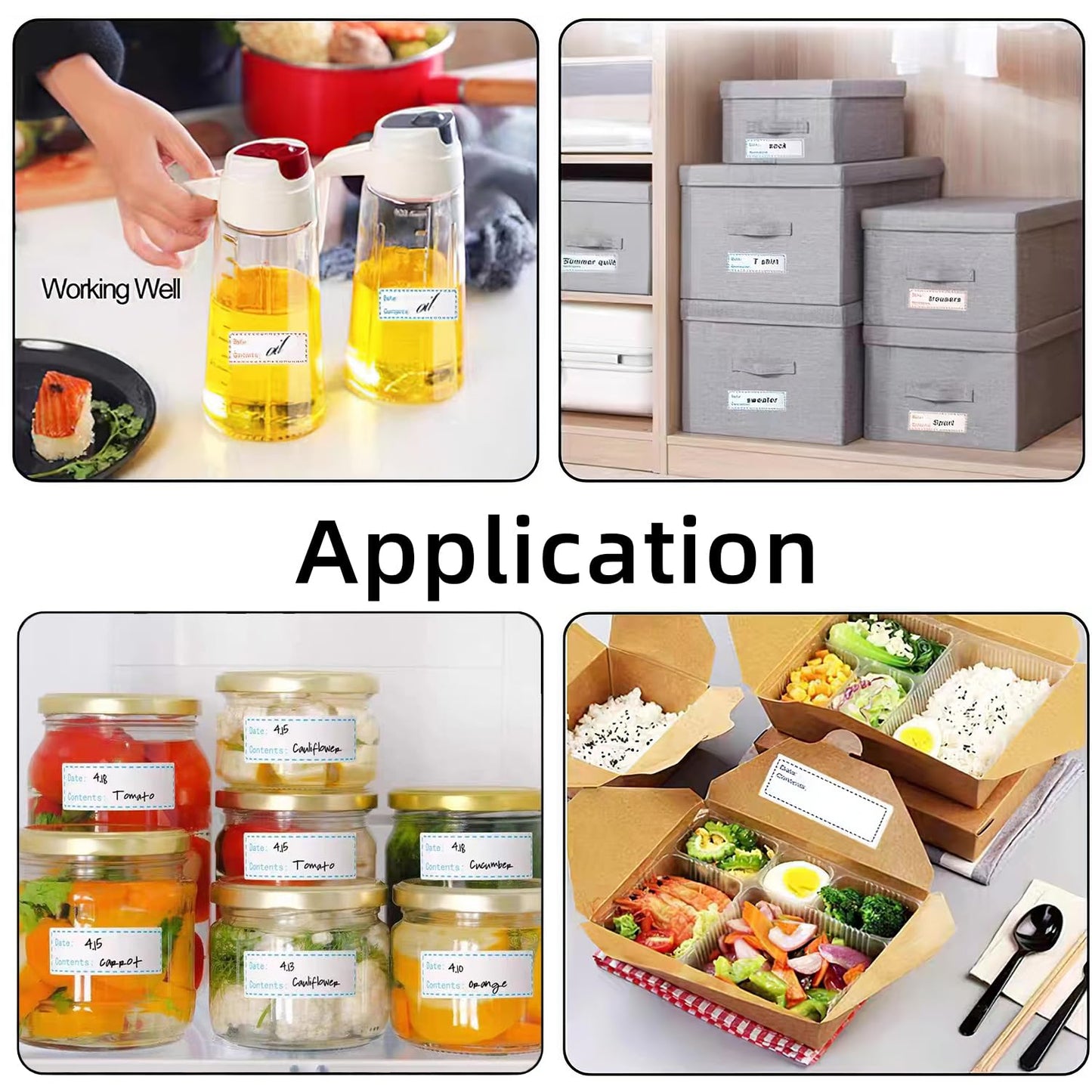 Removable Food Storage Labels for Home and Restaurant Use, Refrigerator Storage Labels Food Storage Stickers Large Bottle Label Easy Clean Leaves No Residue