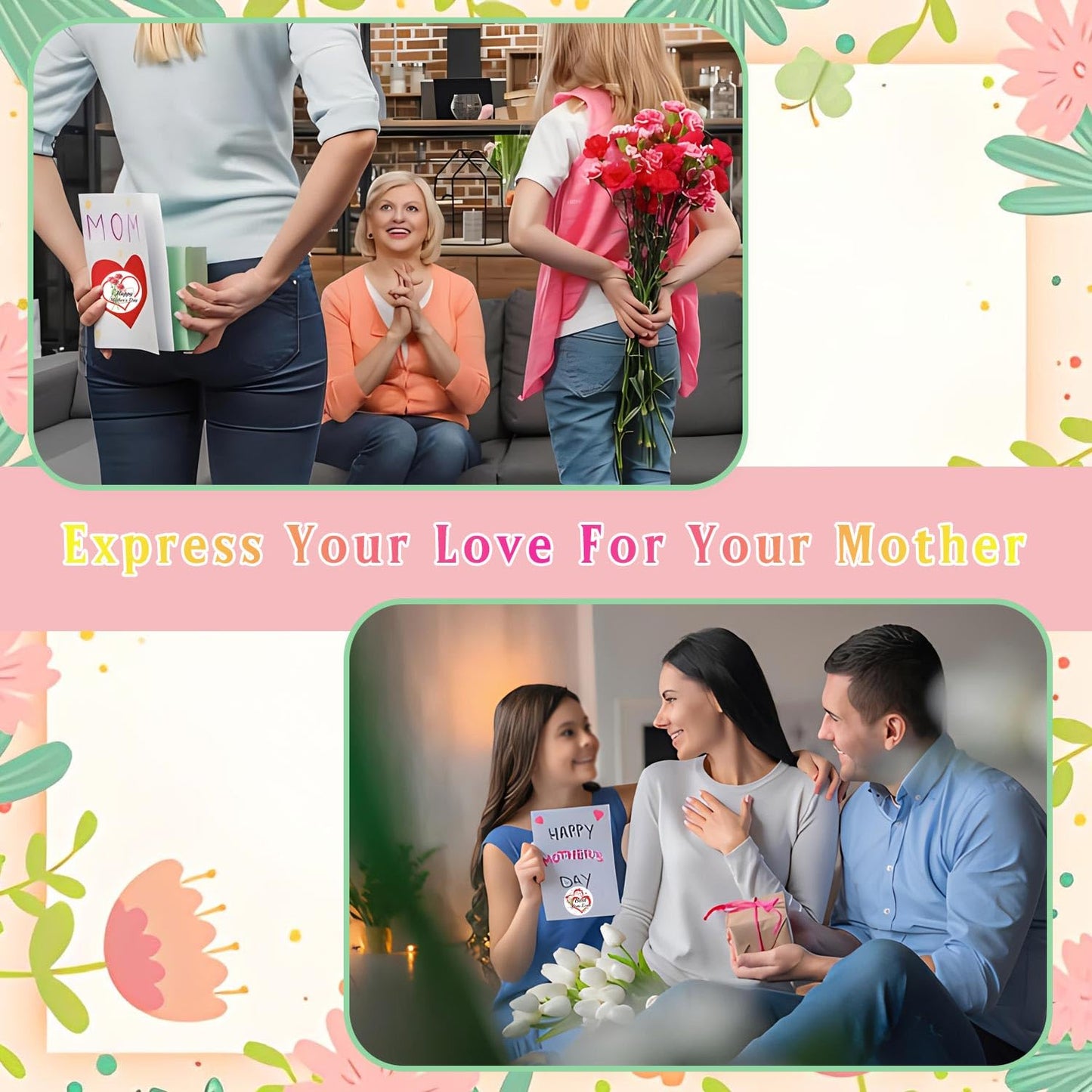 270Pcs 2 Inch Happy Mother's Day Stickers Labels Floral Mother's Day Round Labels Mother's Day Envelope Seals Stickers Best Mom Ever Decal Presents Party Favor Flowers Cookies Decorations ,9 Designs