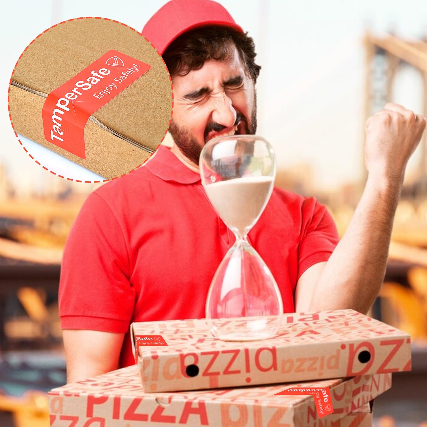 500 Pieces Tamper Evident Label1* 3 Inch Food Delivery Stickers Temper Proof Tape Roll Safe Secure Tamper Evident Seals for Food Container Pizza Boxes (Red) Red