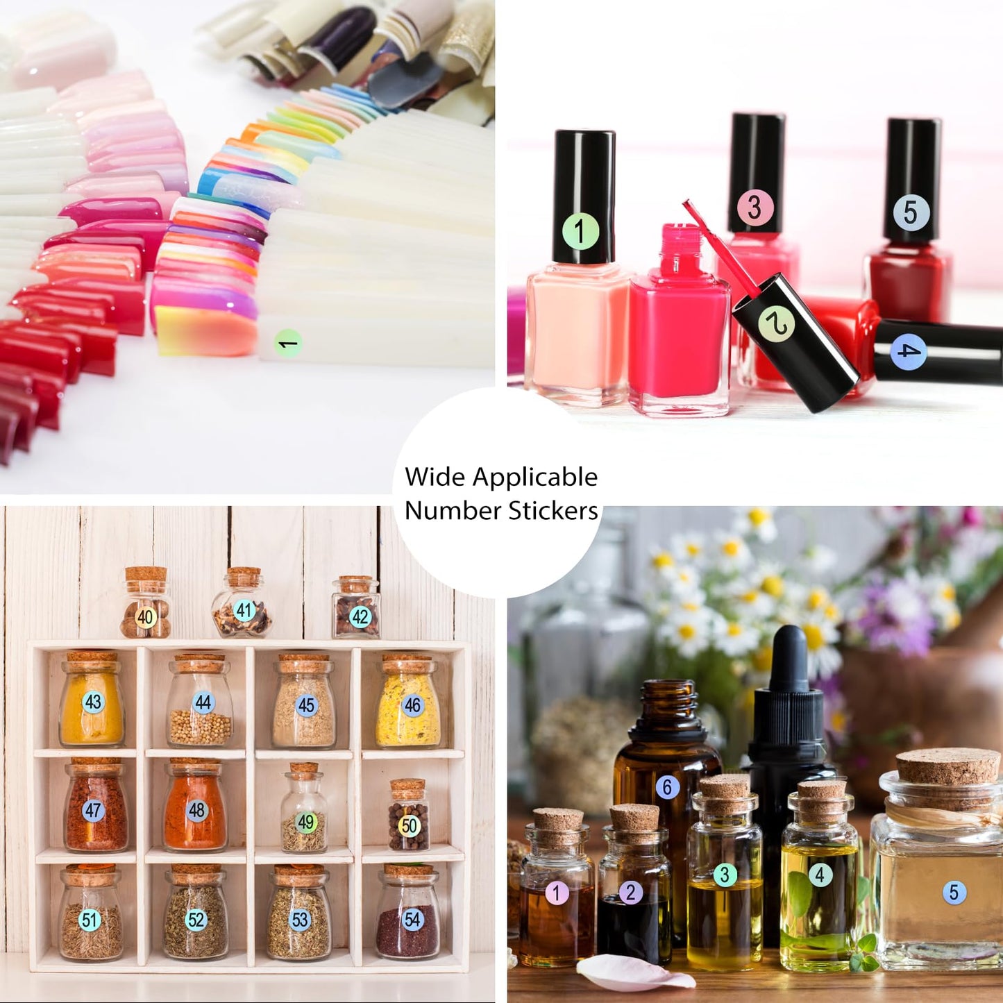 3 Sets Number Stickers (1-200), Waterproof Round Labels for Organizing Nail Polish Bottles, Nail Swatch Sticks, Lipstick 3 Set 1-200