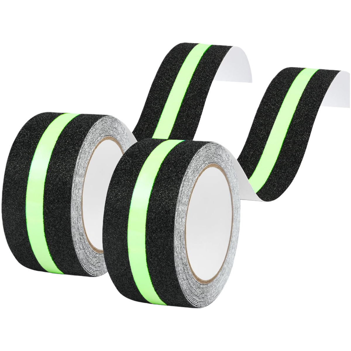 flintronic Anti Slip Grip Tape, 2" x 16.5FT Non-Slip Traction Tapes with Glow in The Dark, Strong Adhesive Traction Tape, Abrasive Adhesive for Outdoor/Indoor Stairs Floors Ramps (2PC) 5cm*5m-2pc #2 Black Reflective -2pc