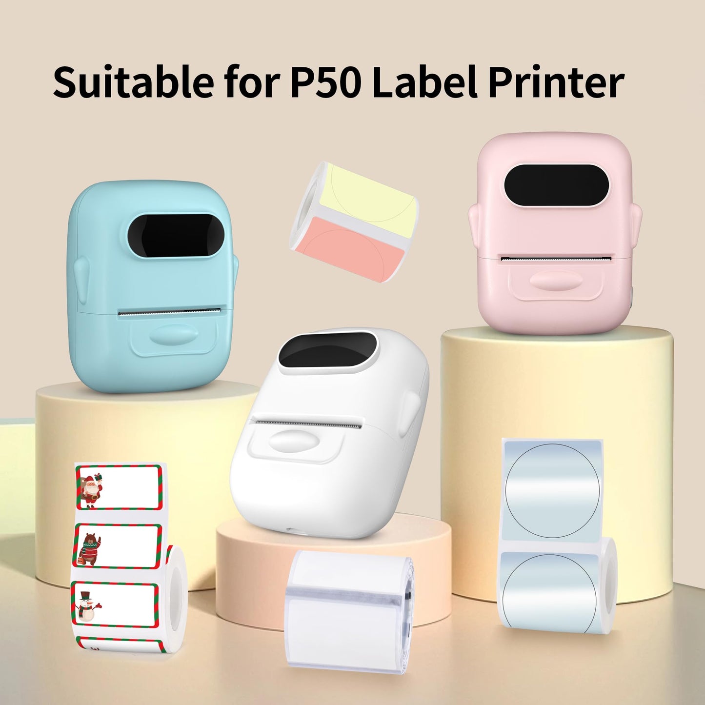 Holographic Silver Label Compatible with P50/P11/P12/P15, 3 Rolls Rainbow Thermal Label Sticker 0.55”x1.57”(14x40mm) Multi-Purpose Self-Adhesive Thermal, Waterproof, Oil-Proof Label Maker Tape 14*40mm Laser