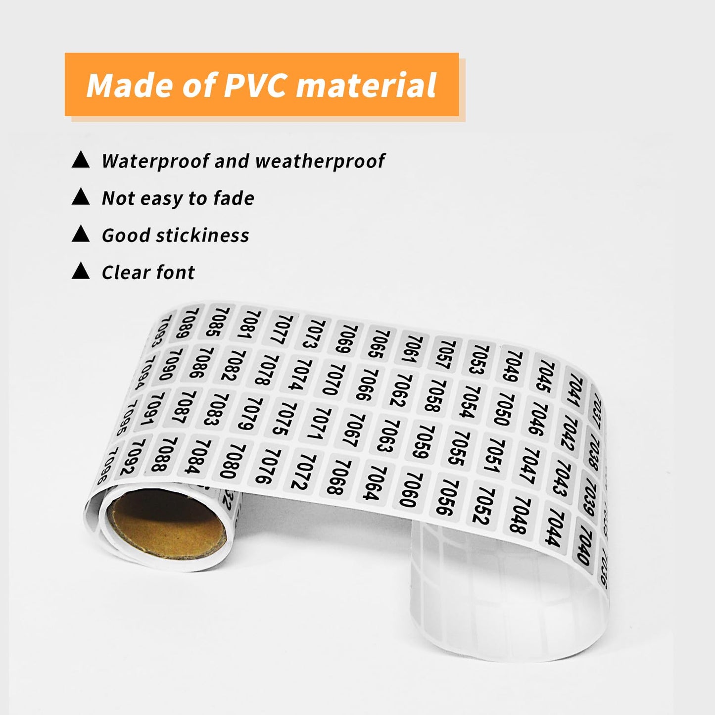 Saim 7001-8000 Pieces Inventory Number Sticker Labels Self Adhesive Waterproof Labels Vinyl Consecutive Number Stickers Labels for Office Warehouse Numbering Collections Inventory