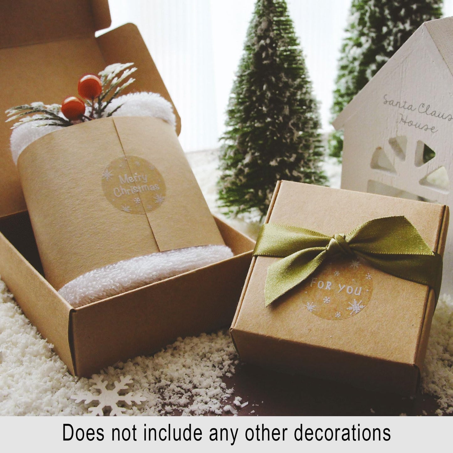 240 PCS Christmas Gift Stickers- Snowflake, Circle Round Clear Stickers 1.1", Sticker Labels for Treat Bags Goodie Bags, Toddler Treats, Christmas Parties, Envelopes, and Gifting. 1.1"