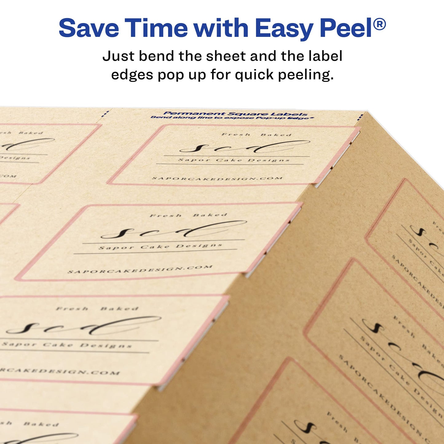 Avery Kraft Brown Square Labels with Sure Feed Technology, 2" x 2", Print to The Edge, Laser/Inkjet Printable Labels, 300 Total (22846) 300 Labels