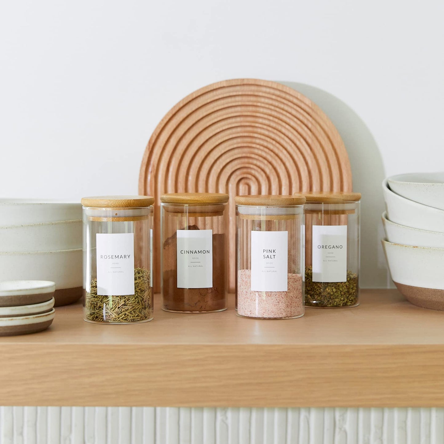 Minimalist Spice Labels for Spice Jars - 146 Spice Jar Labels Stickers for Containers - Spice Stickers Preprinted - Spice Organising Herb Seasoning Kitchen Pantry White Rectangle Spice Labels