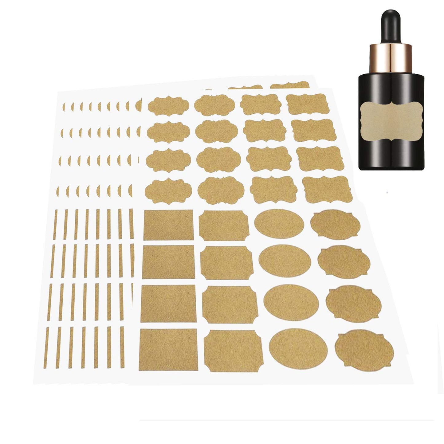 320pcs,Stickers Labels Fancy Kraft Paper,for Essential Oil Bottle, Spice Bottle, Glass, Cups, Containers, Canisters 10 Sheets of Labels, 320pcs