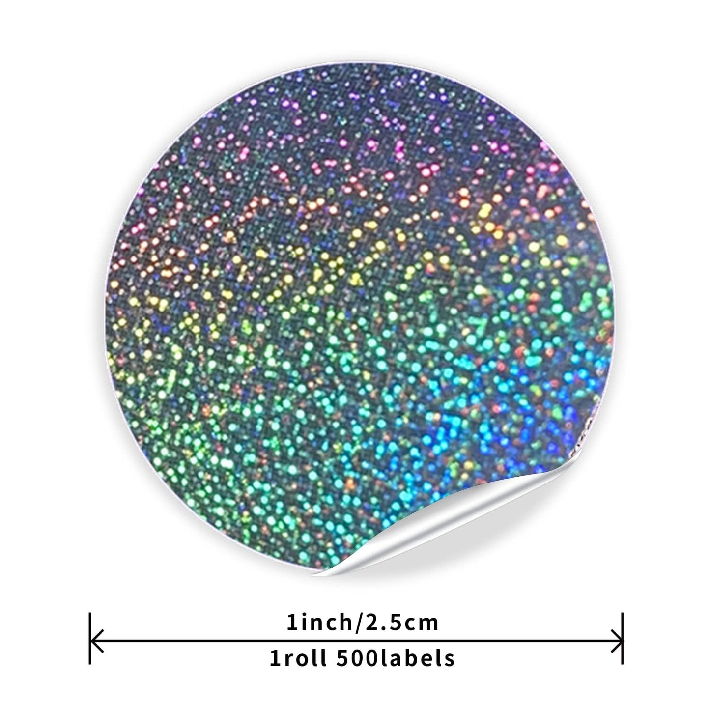 Round Stickers Silver 1 Inch Circle Labels Color Coding Glitter Sparkle Dot Sticker Waterproof Removable Roll of 500 Dust Glitter Silver