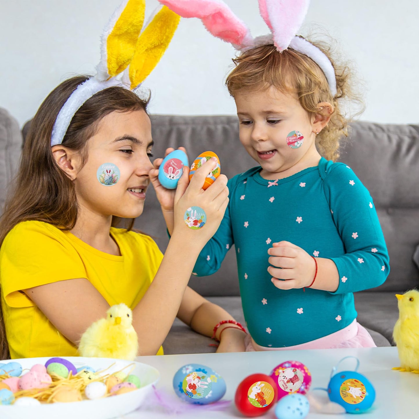 1000pcs Easter Stickers, 1 Inch Diameter Bunny Rabbit Stickers Cute Rabbit Easter Egg Happy Easter Sticker Seals Decals for Scrapbooking Envelope Cards Gift Decorations Supplies